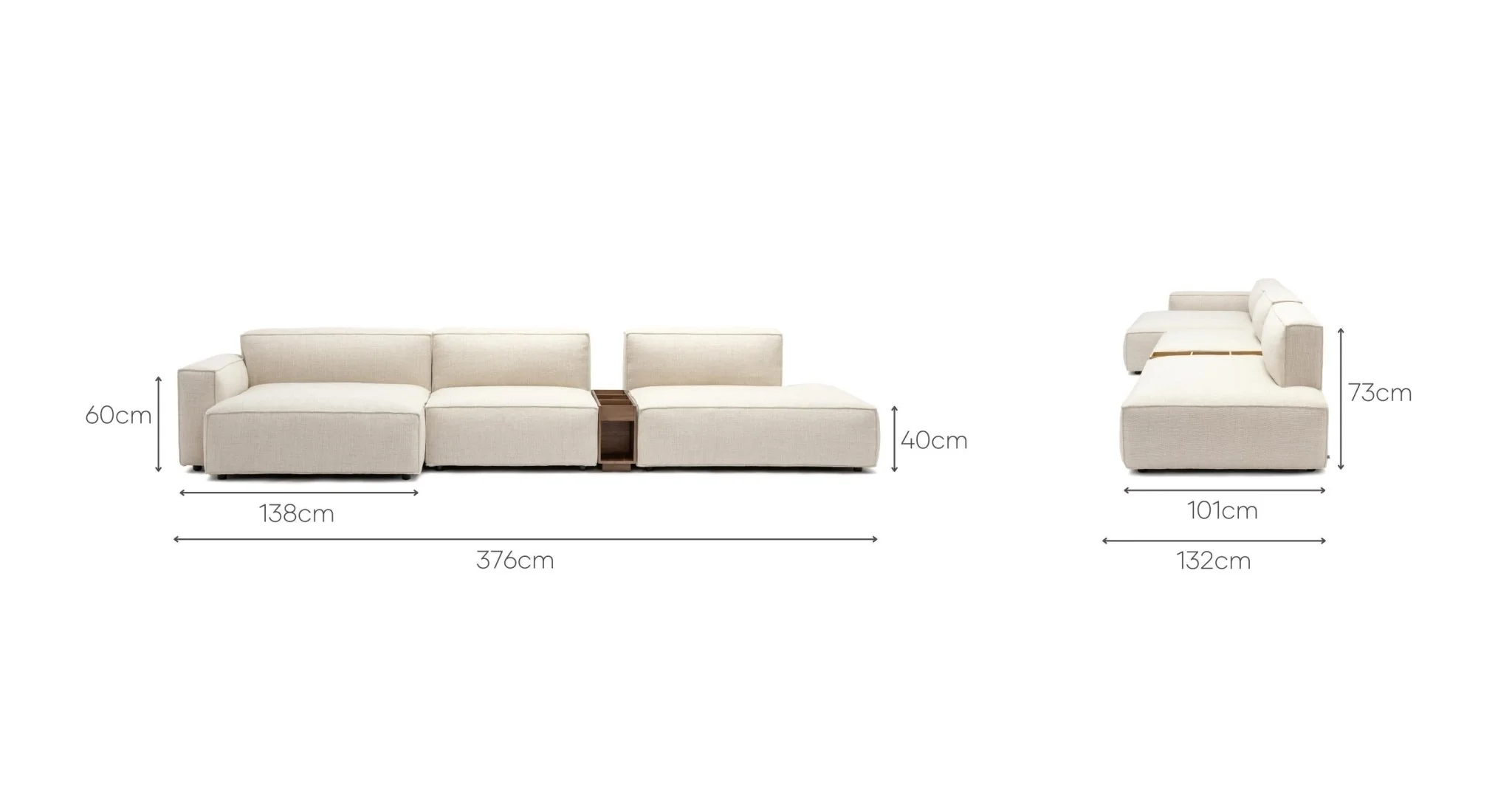Baker Mega Lounge Sofa With Storage Table - Oatmeal - Image 11
