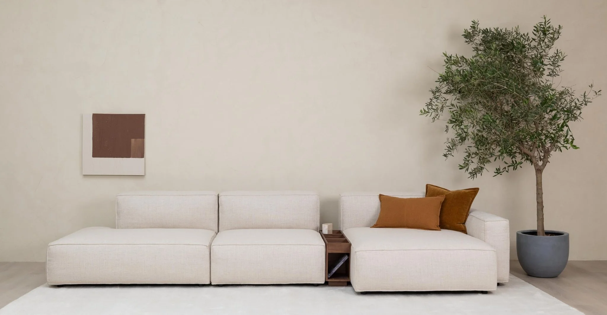Baker Mega Lounge Sofa With Storage Table - Oatmeal - Image 13