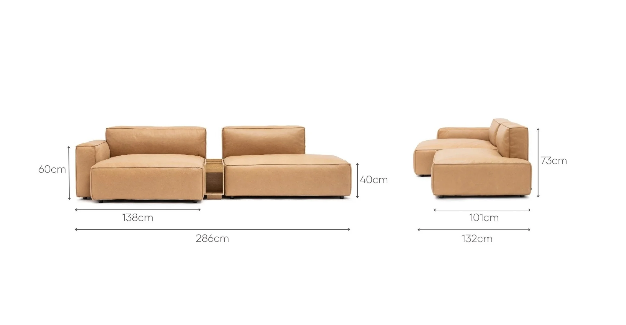 Baker Sectional With Storage - Pecan Leather - Image 18