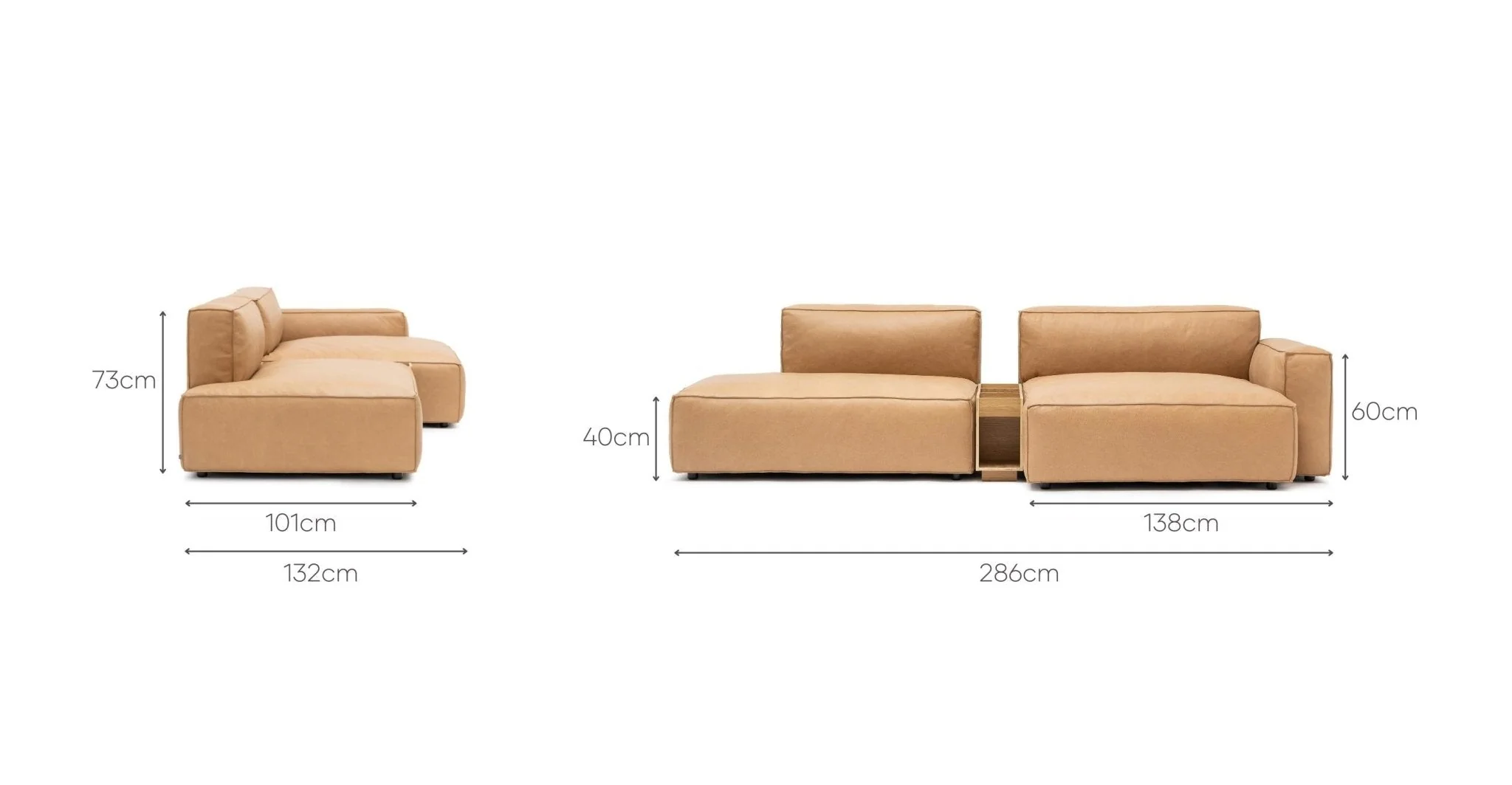 Baker Sectional With Storage - Pecan Leather - Image 33