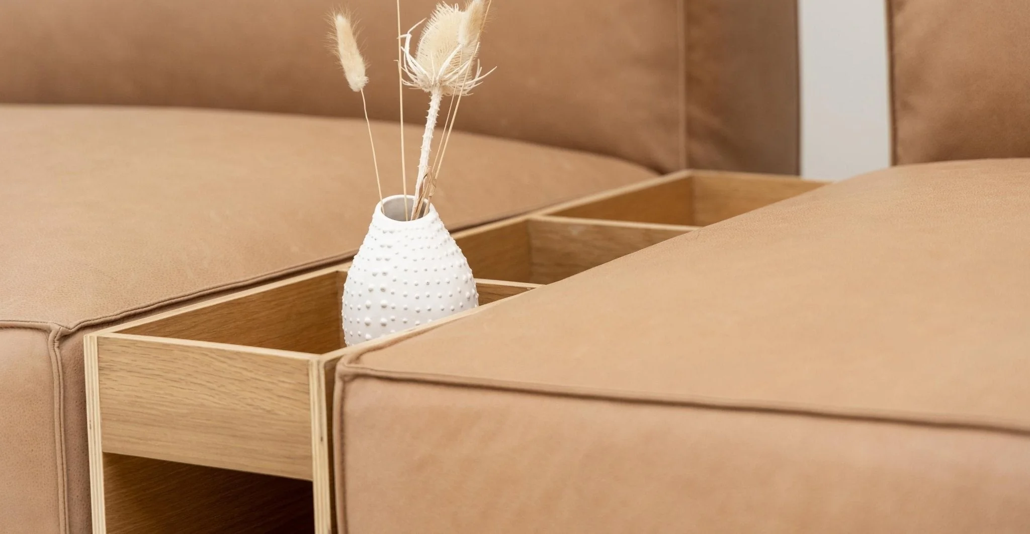 Baker Sectional With Storage - Pecan Leather - Image 9