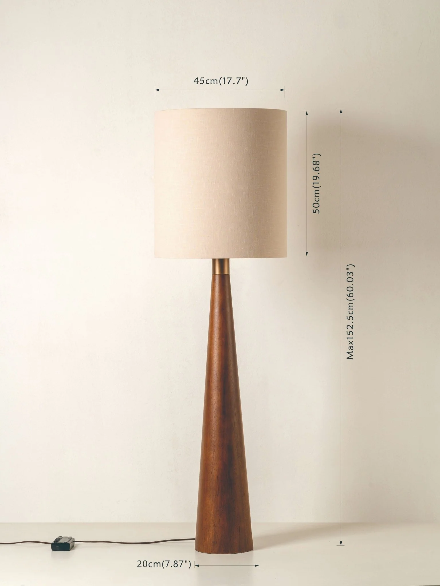 Baneza - Aged Brass And Wood Cone Floor Lamp - Image 6