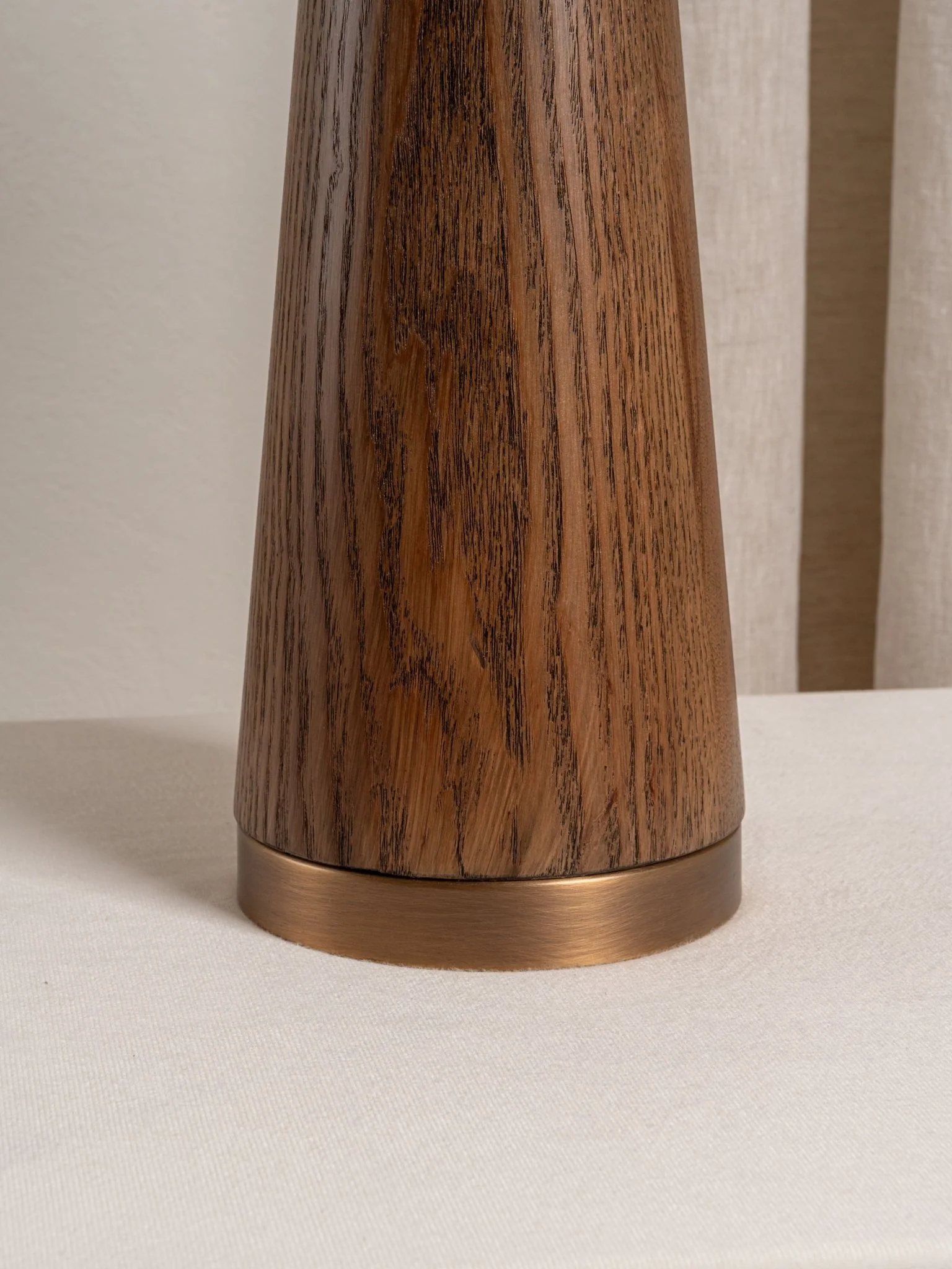 Baneza - Aged Brass And Wood Cone Table Lamp - Image 5
