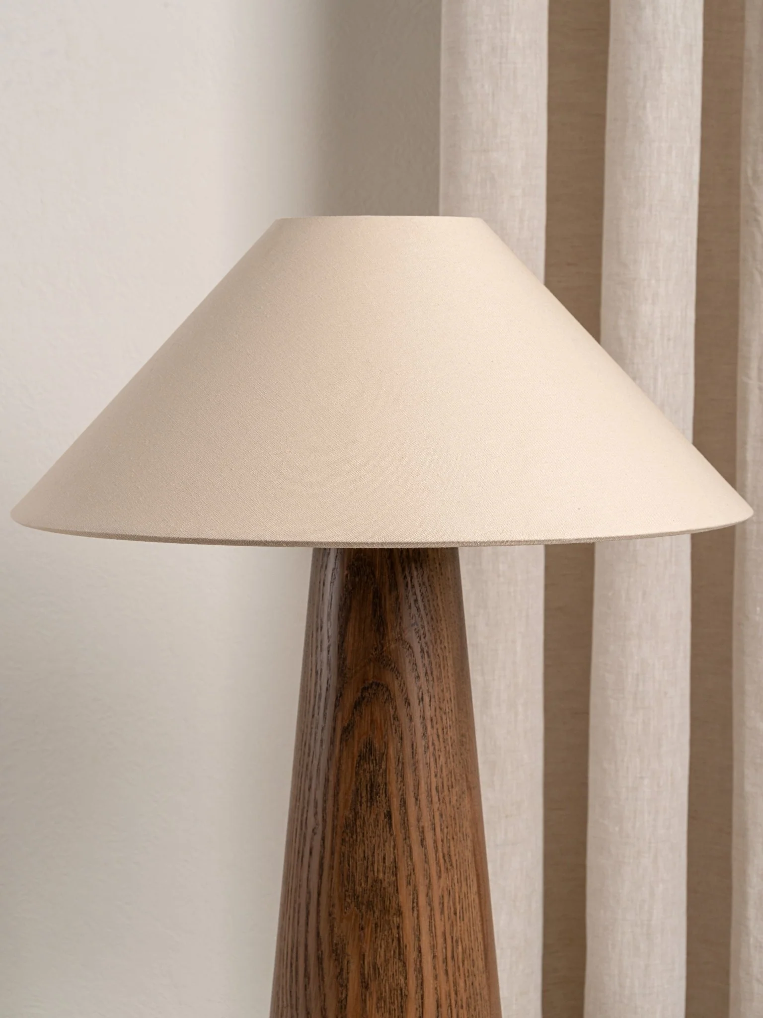 Baneza - Aged Brass And Wood Cone Table Lamp - Image 6