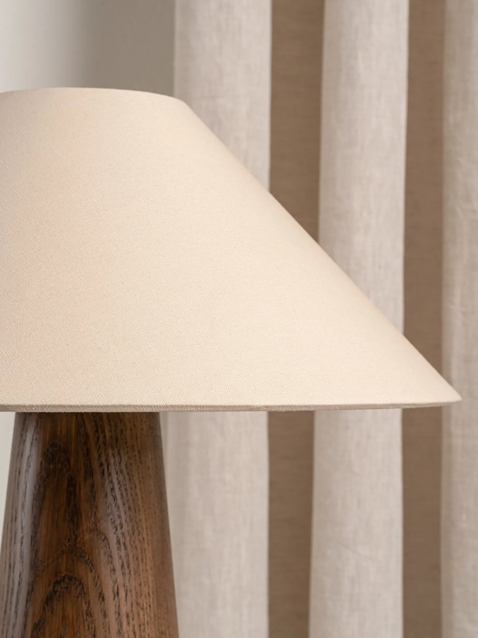 Baneza - Aged Brass And Wood Cone Table Lamp - Image 7