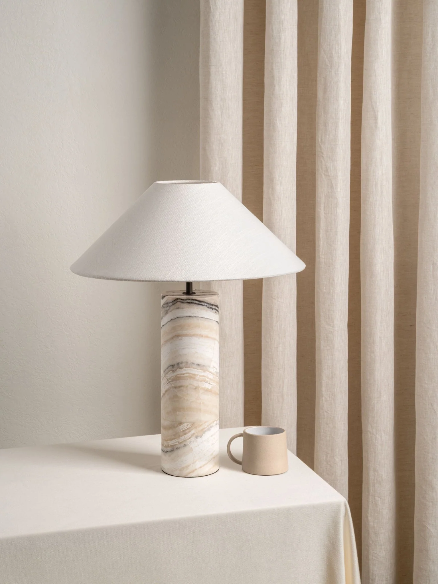 Barola - White Onyx Cylinder Table Lamp - Image 3