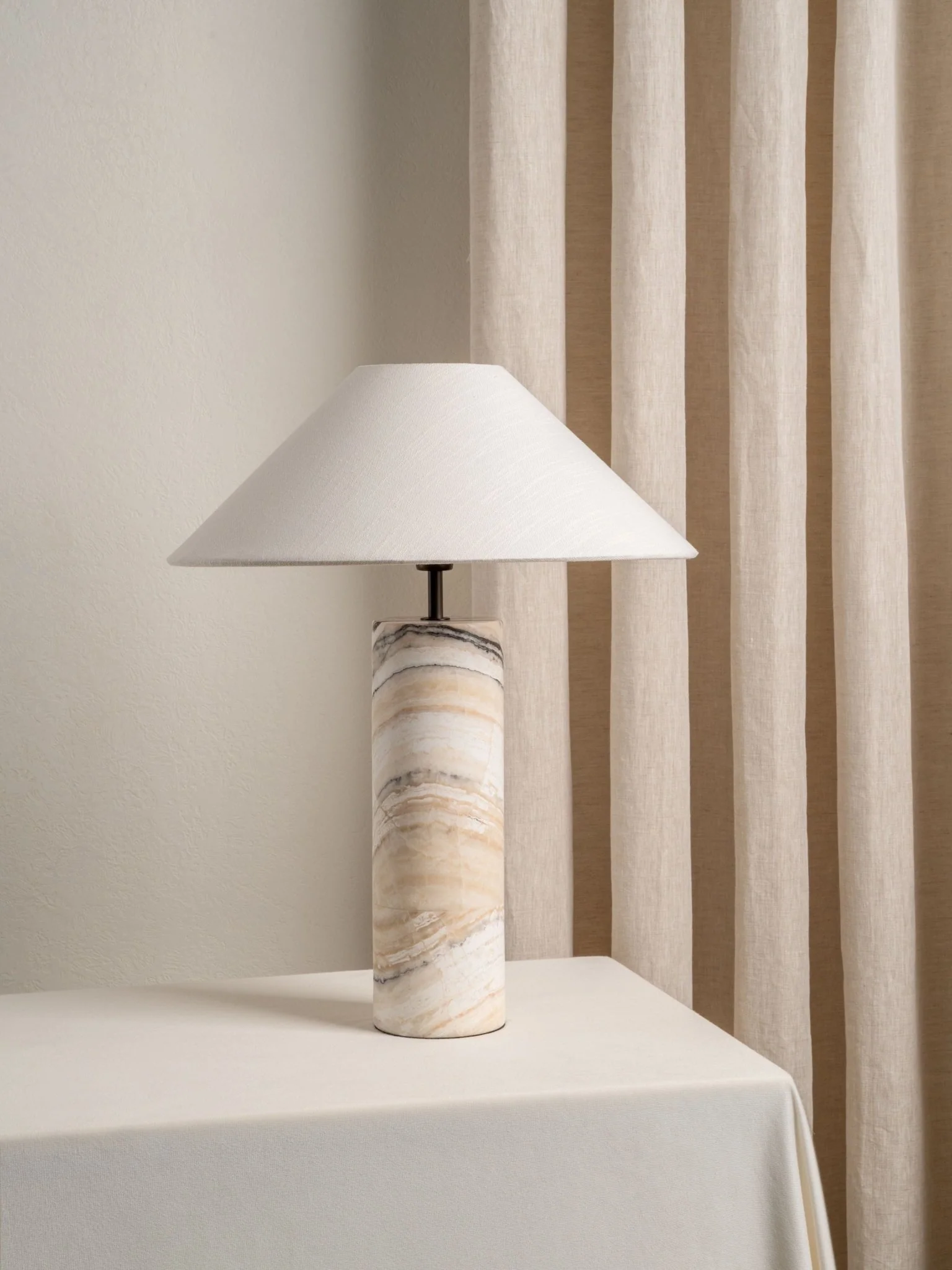 Barola - White Onyx Cylinder Table Lamp - Image 5