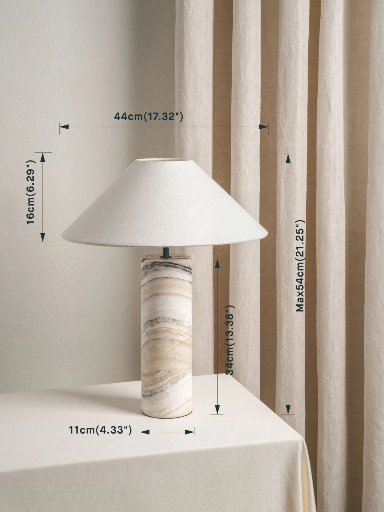 Barola - White Onyx Cylinder Table Lamp - Image 7