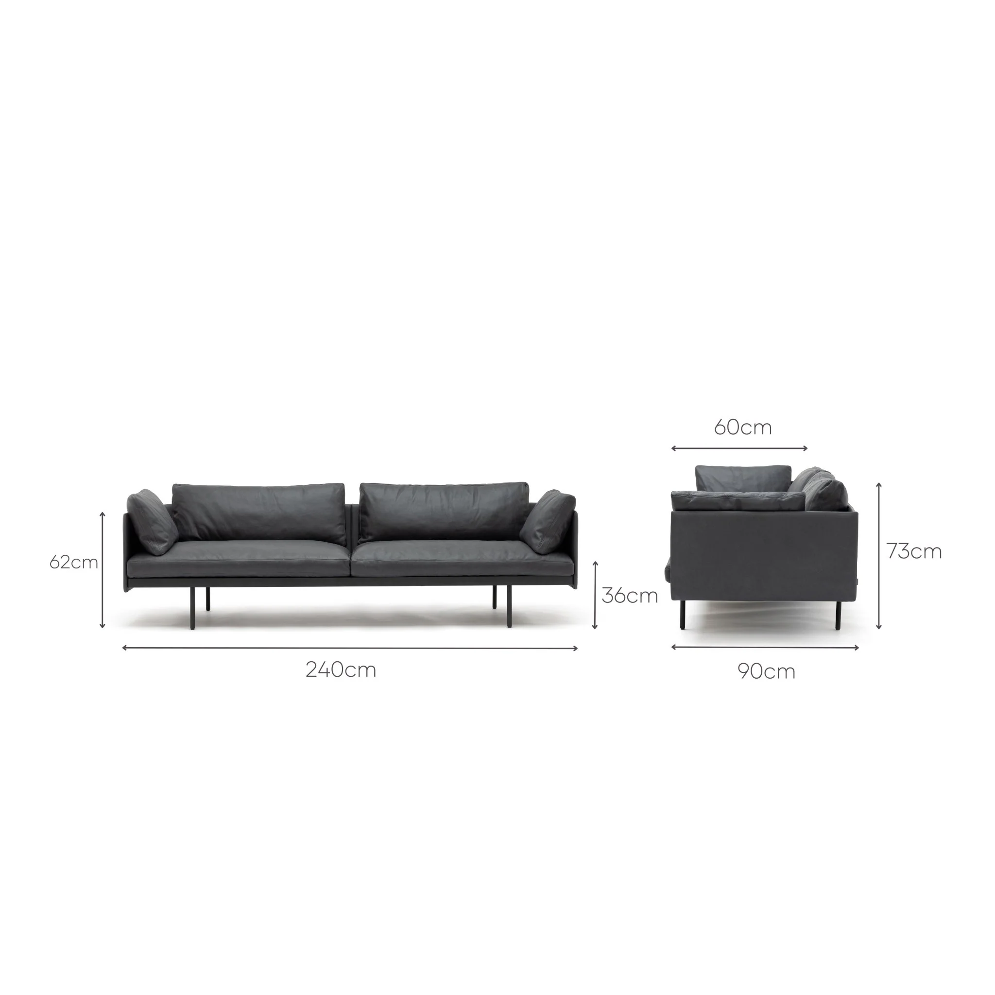 Bureau 240 Sofa - Charcoal Leather - Image 7