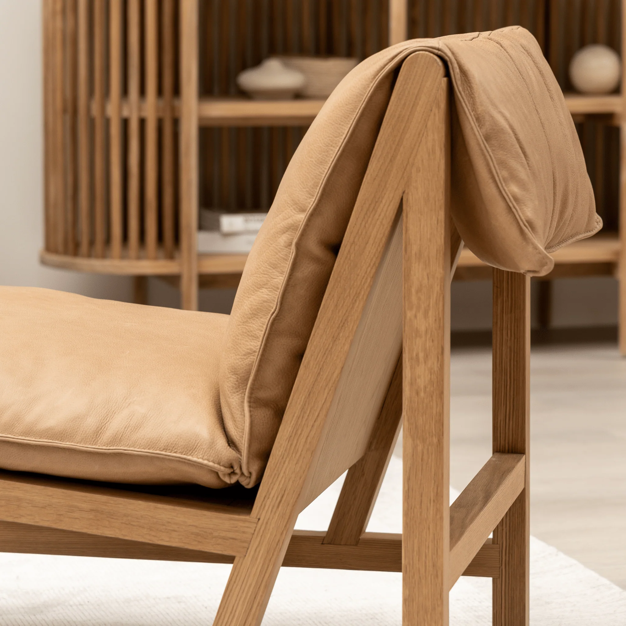 Cantaloupe Chair - Light Oak & Pecan Leather - Image 7
