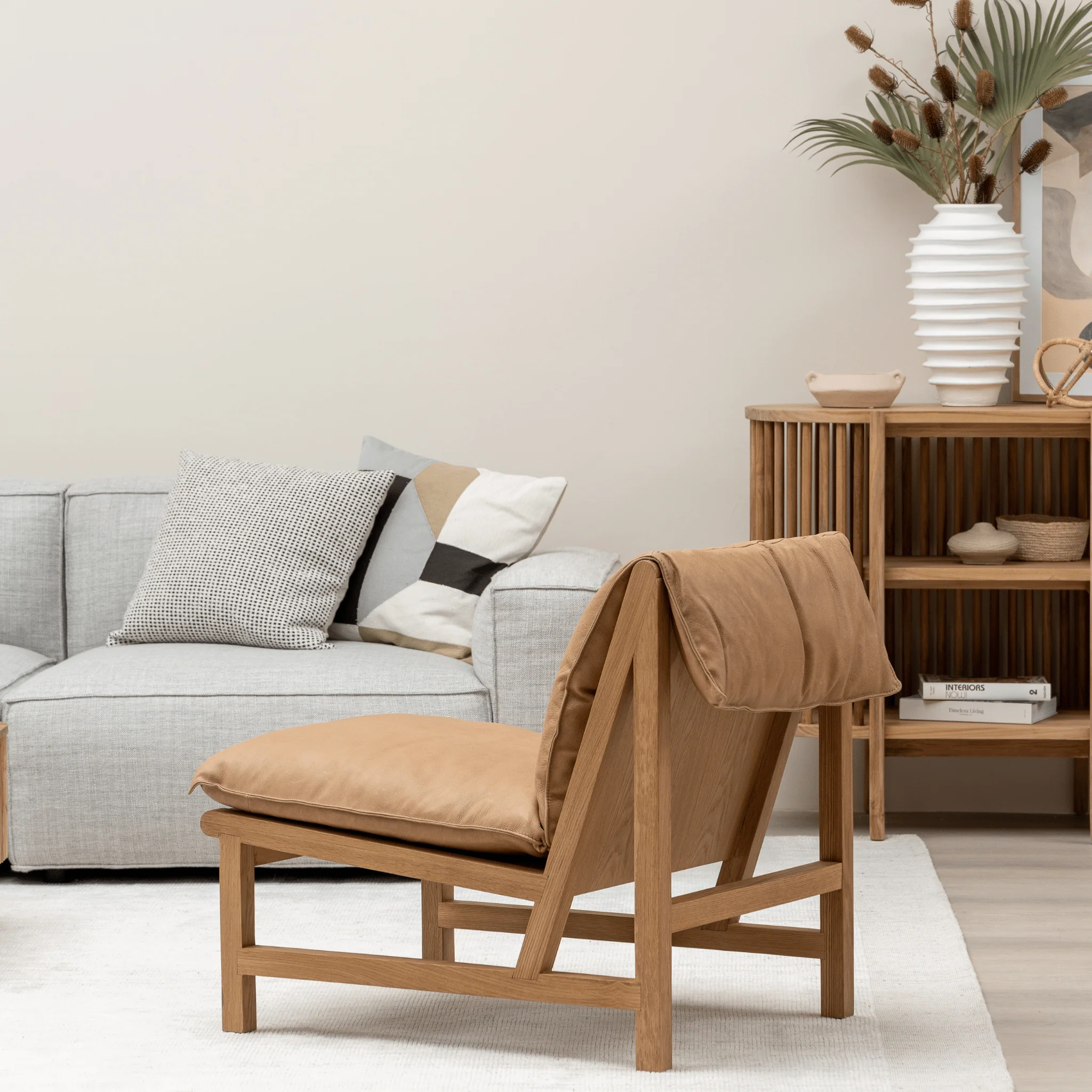 Cantaloupe Chair - Light Oak & Pecan Leather - Image 8
