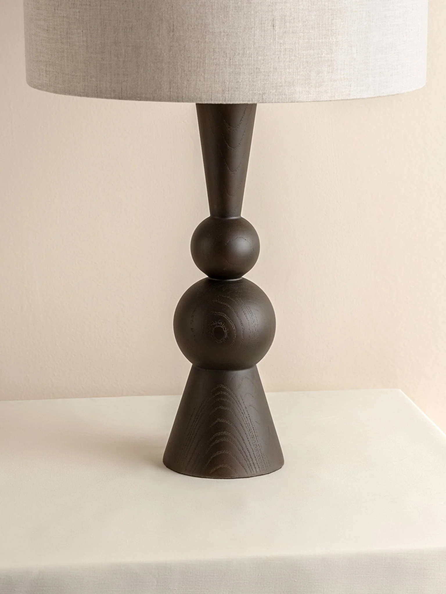 Carmine - Dark Wood And Linen Table Lamp - Image 3