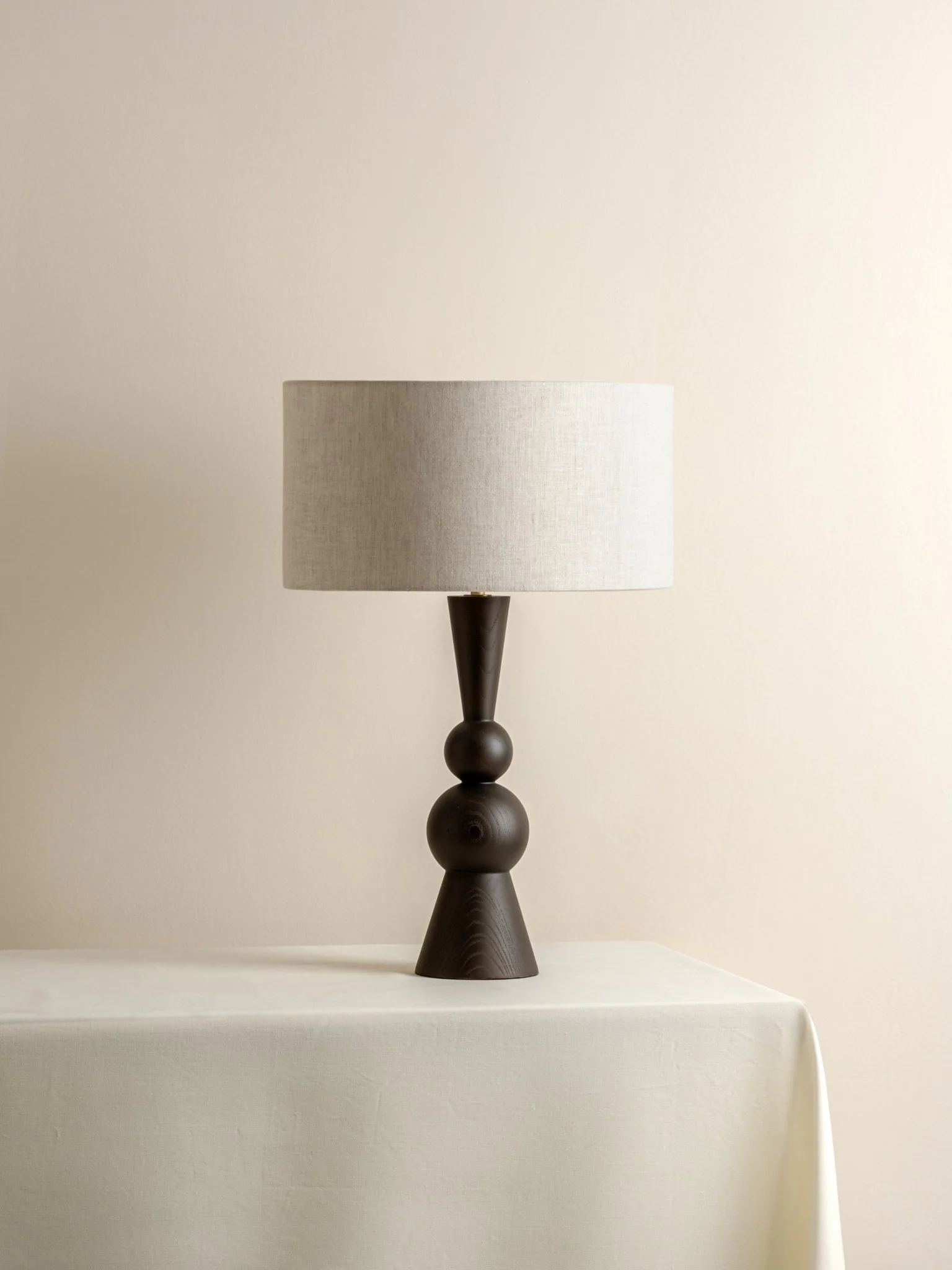 Carmine - Dark Wood And Linen Table Lamp - Image 4