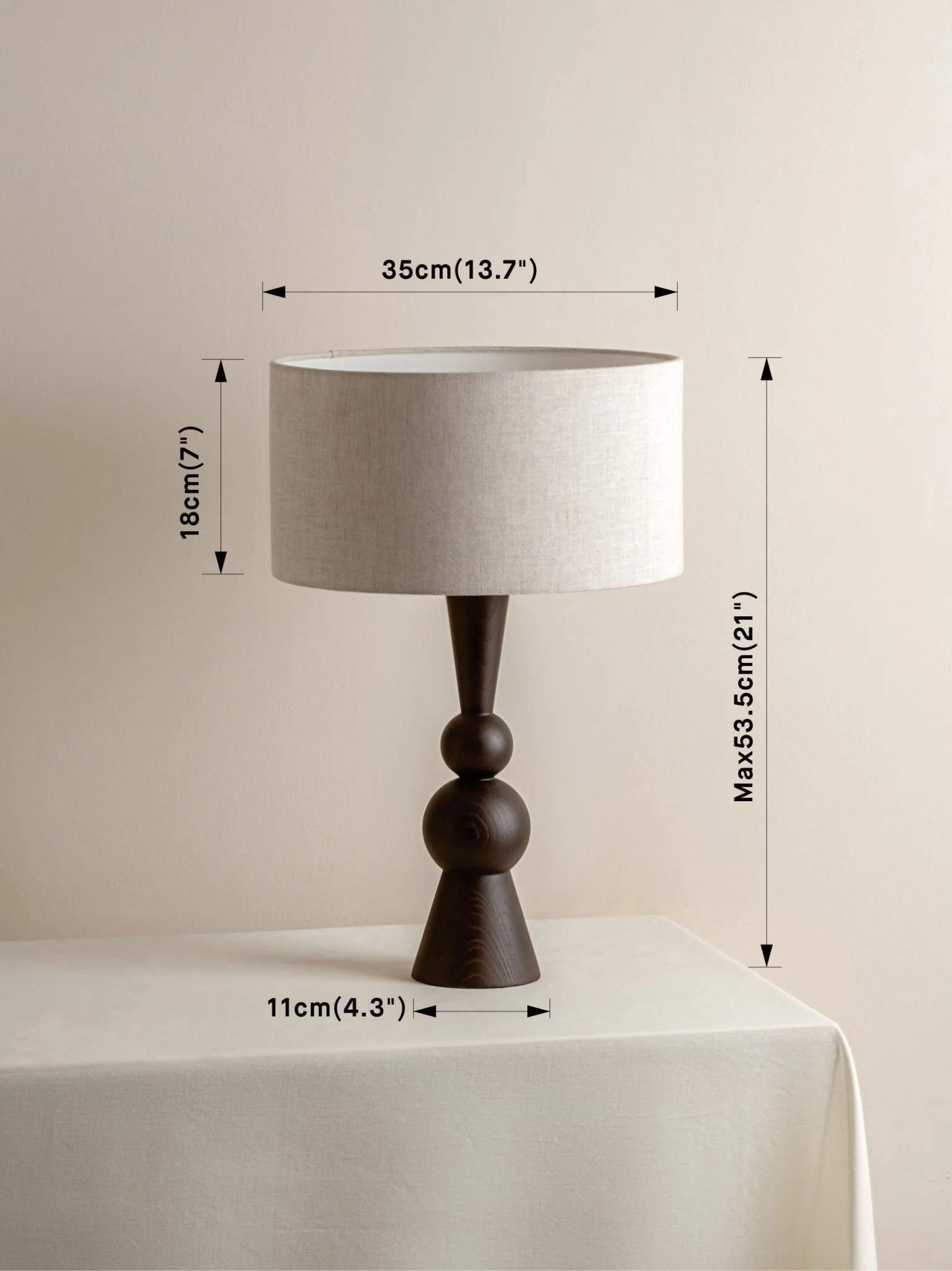 Carmine - Dark Wood And Linen Table Lamp - Image 5