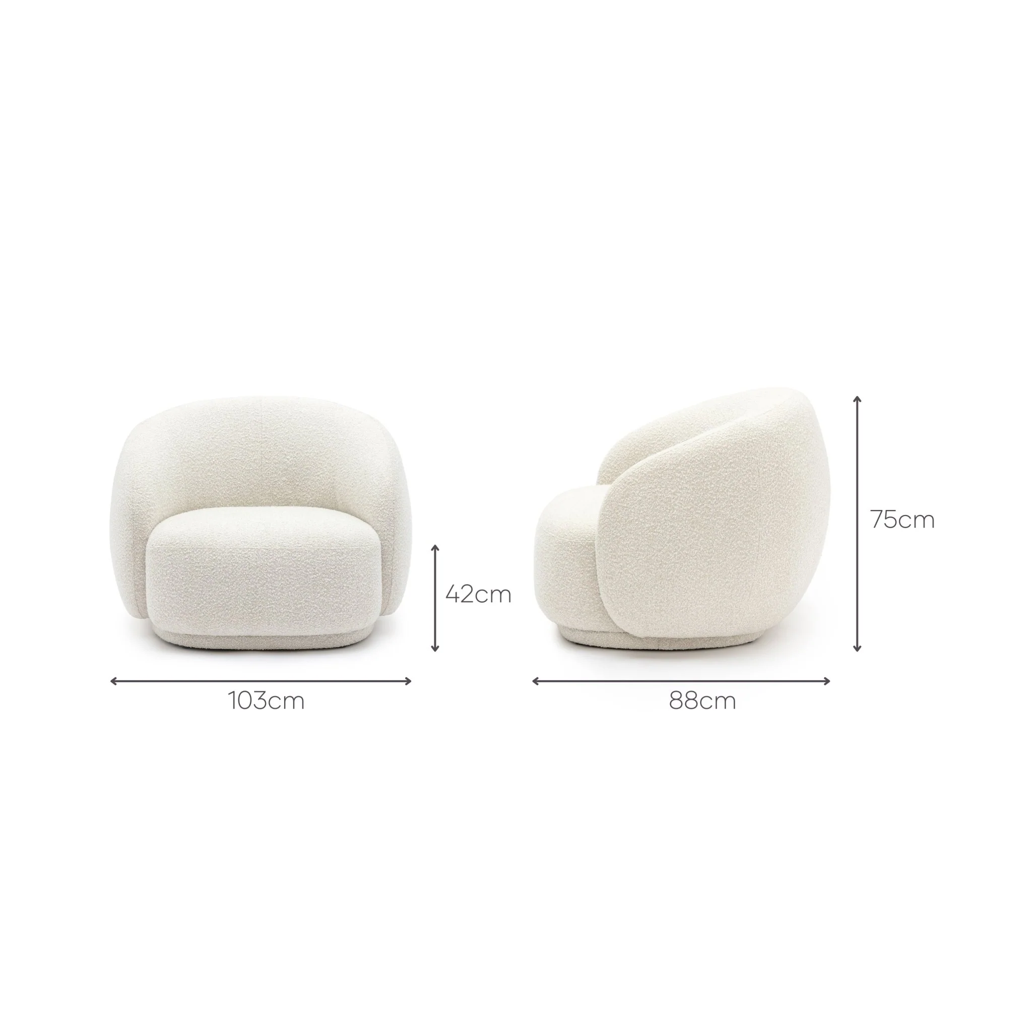 Cashew Armchair - Ivory Boucle - Image 10