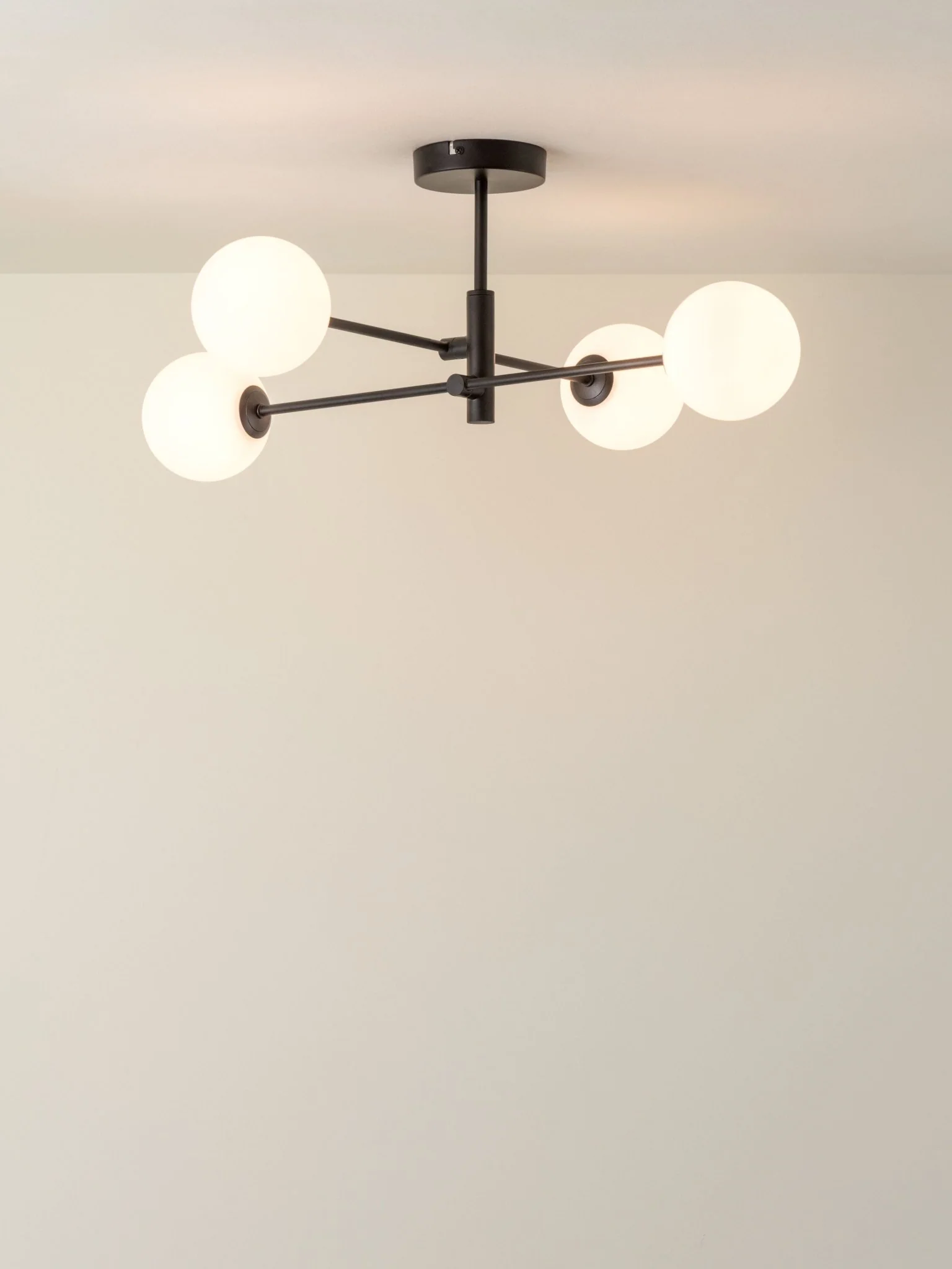Chelso - 4 Light Matt Black And Opal Flush - Image 2