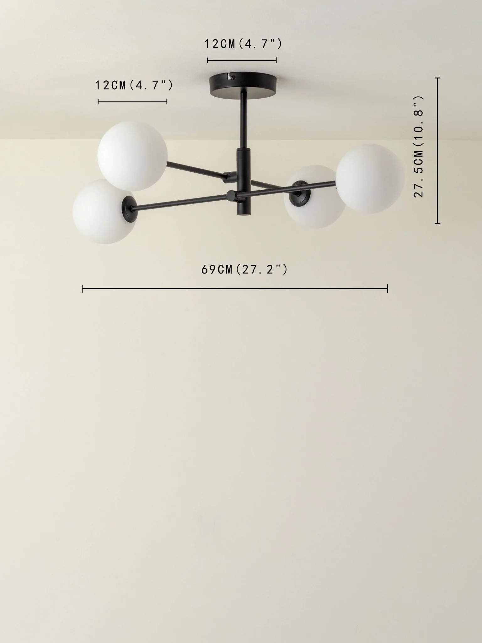 Chelso - 4 Light Matt Black And Opal Flush - Image 5