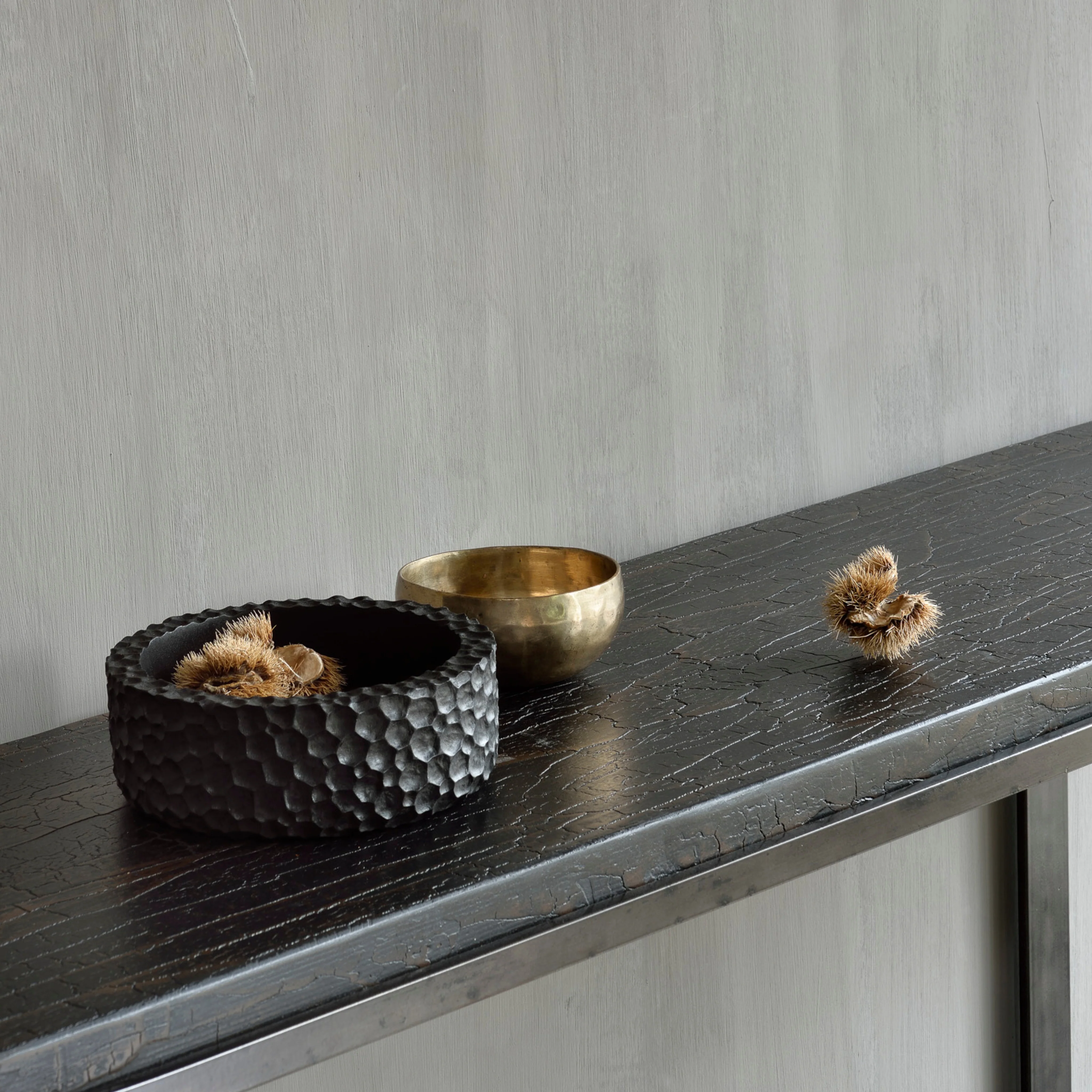 Chopped Bowls - Varnished Mahogany - Black - Set Of 3 - Image 3