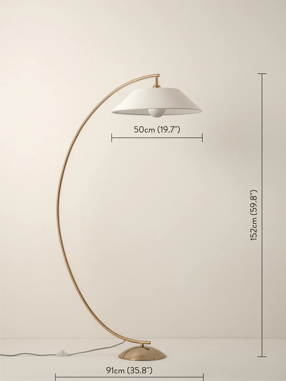 Circo - 1 Light Arc Brass And Natural Linen Floor Lamp - Image 5