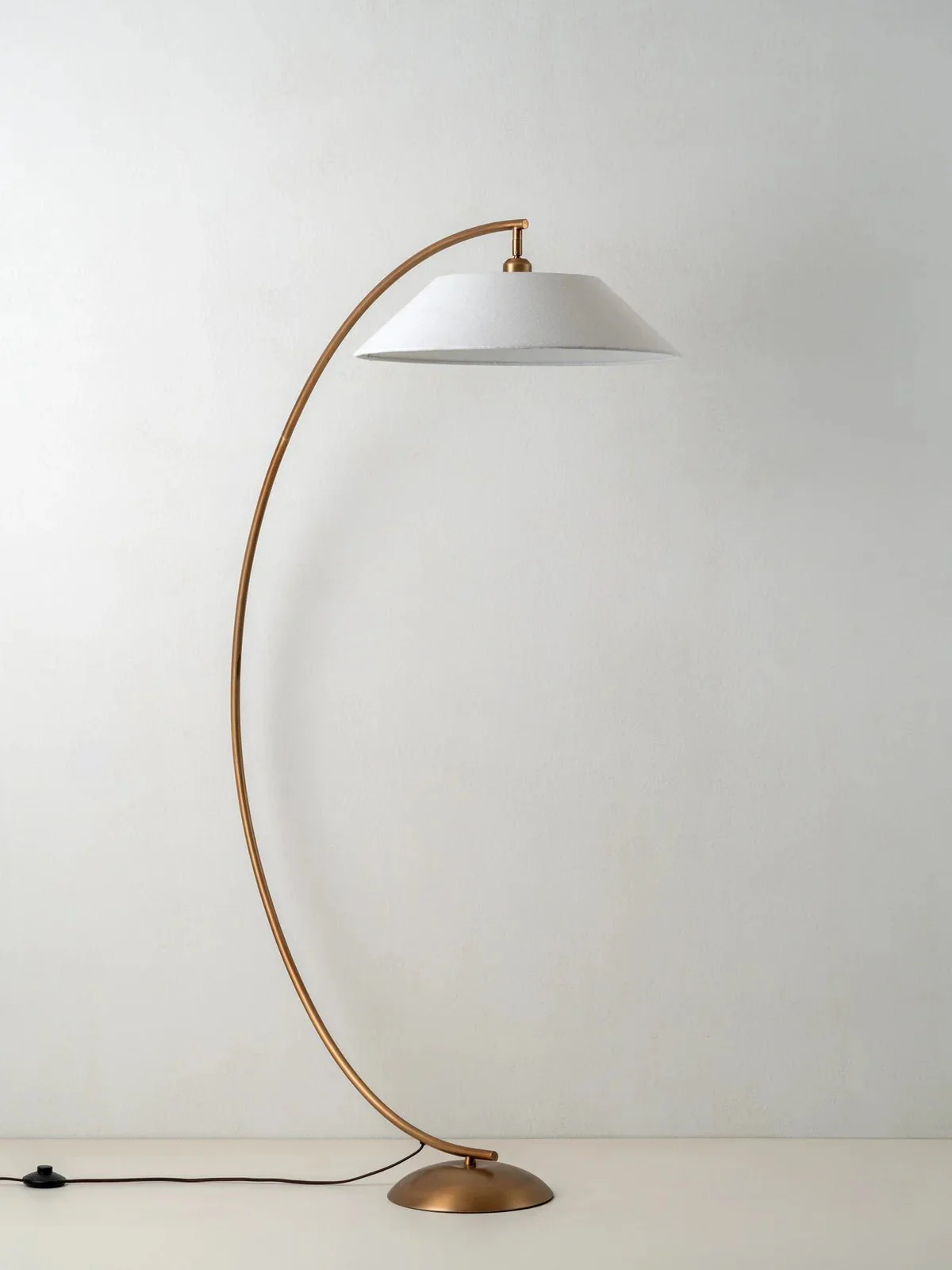 Circo - Arc Aged Brass And Natural Linen Floor Lamp