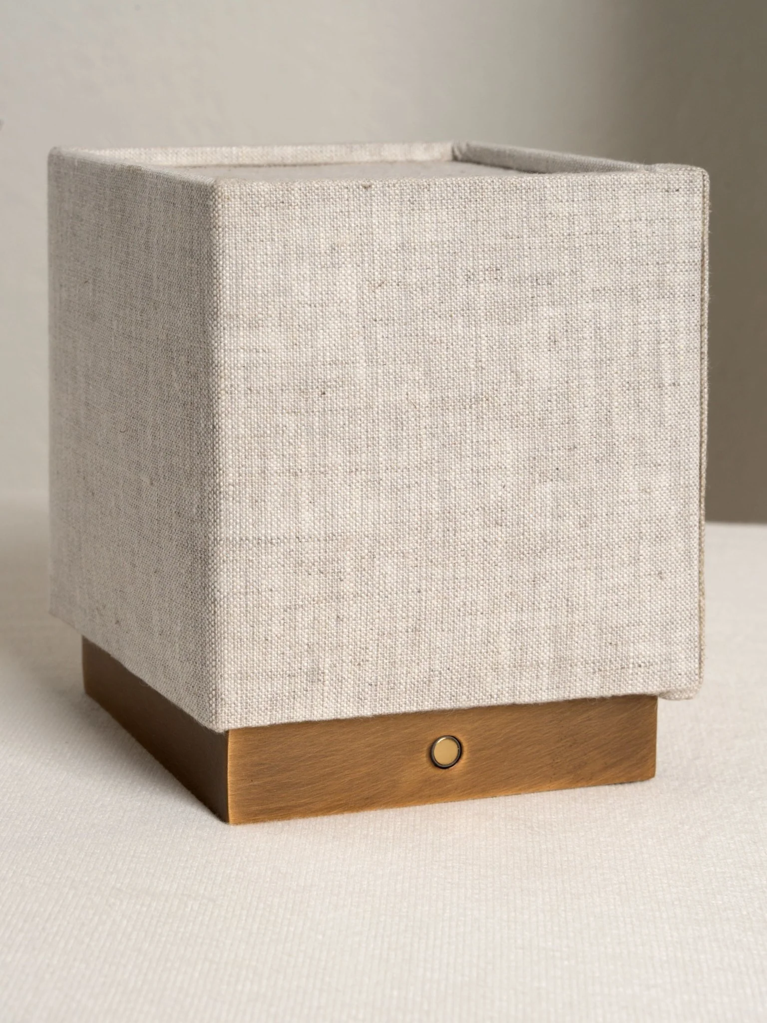 Cube - Aged Brass And Linen Rechargeable Table Lamp - Image 4