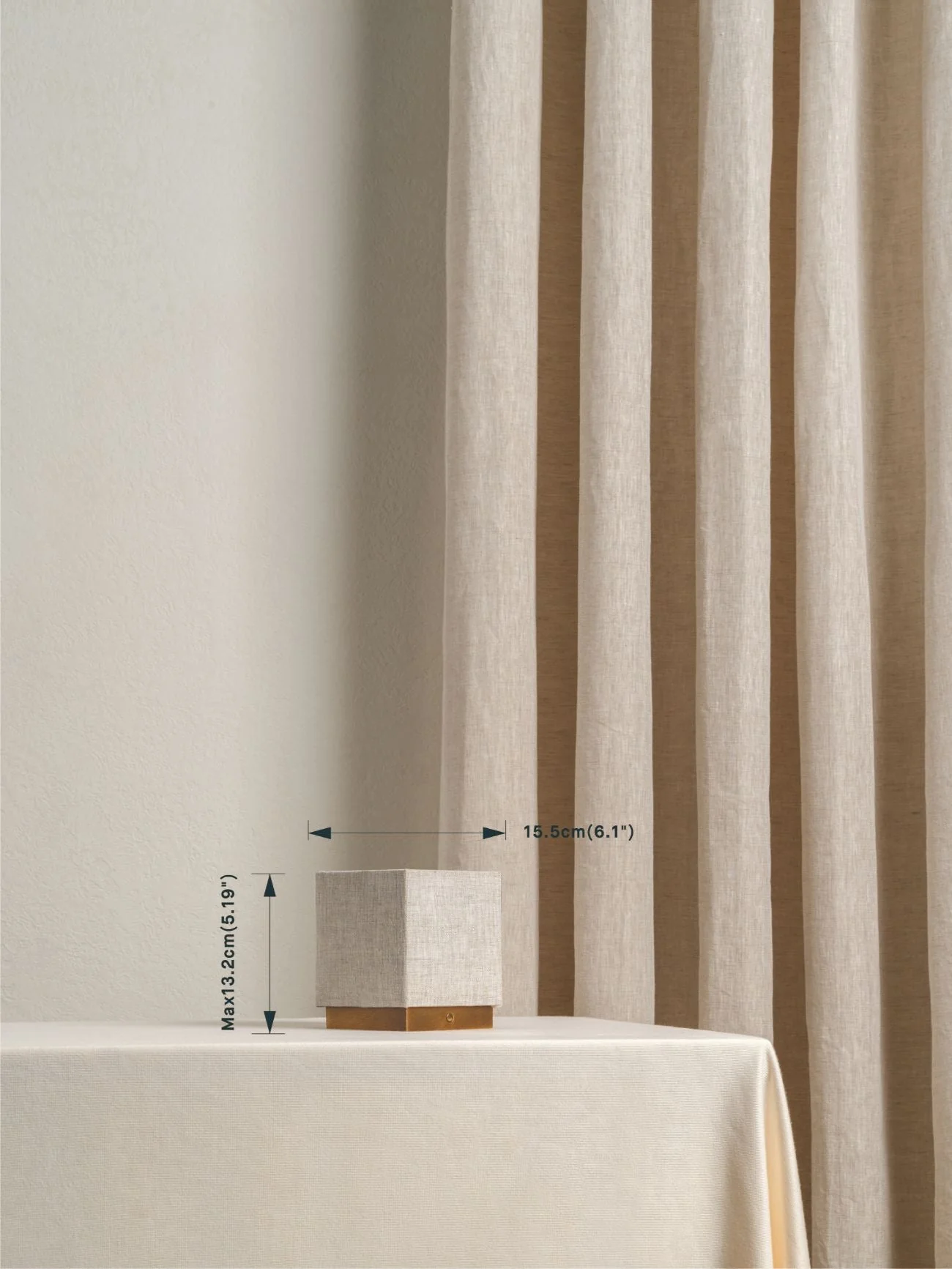 Cube - Aged Brass And Linen Rechargeable Table Lamp - Image 6