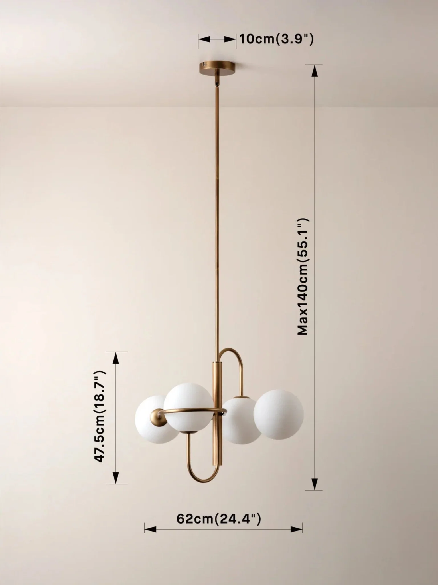Decora - 4 Light Aged Brass & Opal Pendant - Image 5