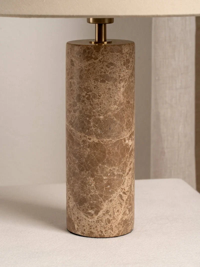 Denari - 1 Light Small Brown Marble Cylinder Table Lamp - Image 4