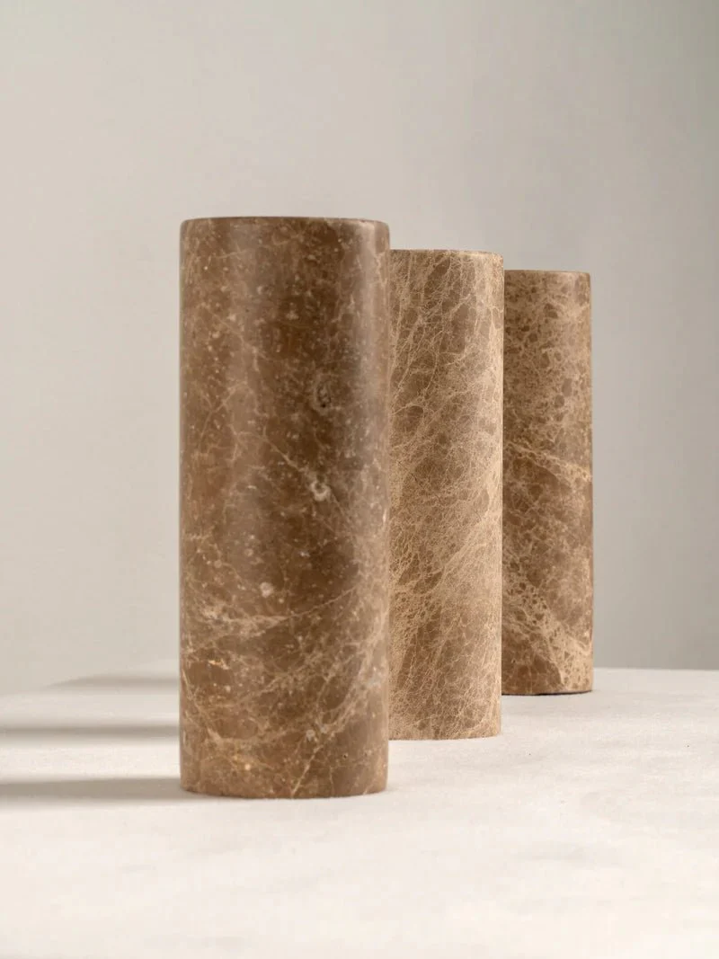Denari - 1 Light Small Brown Marble Cylinder Table Lamp - Image 6