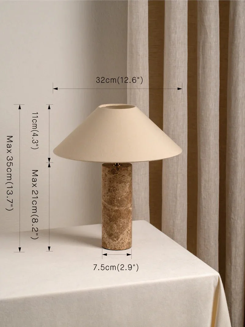 Denari - 1 Light Small Brown Marble Cylinder Table Lamp - Image 8
