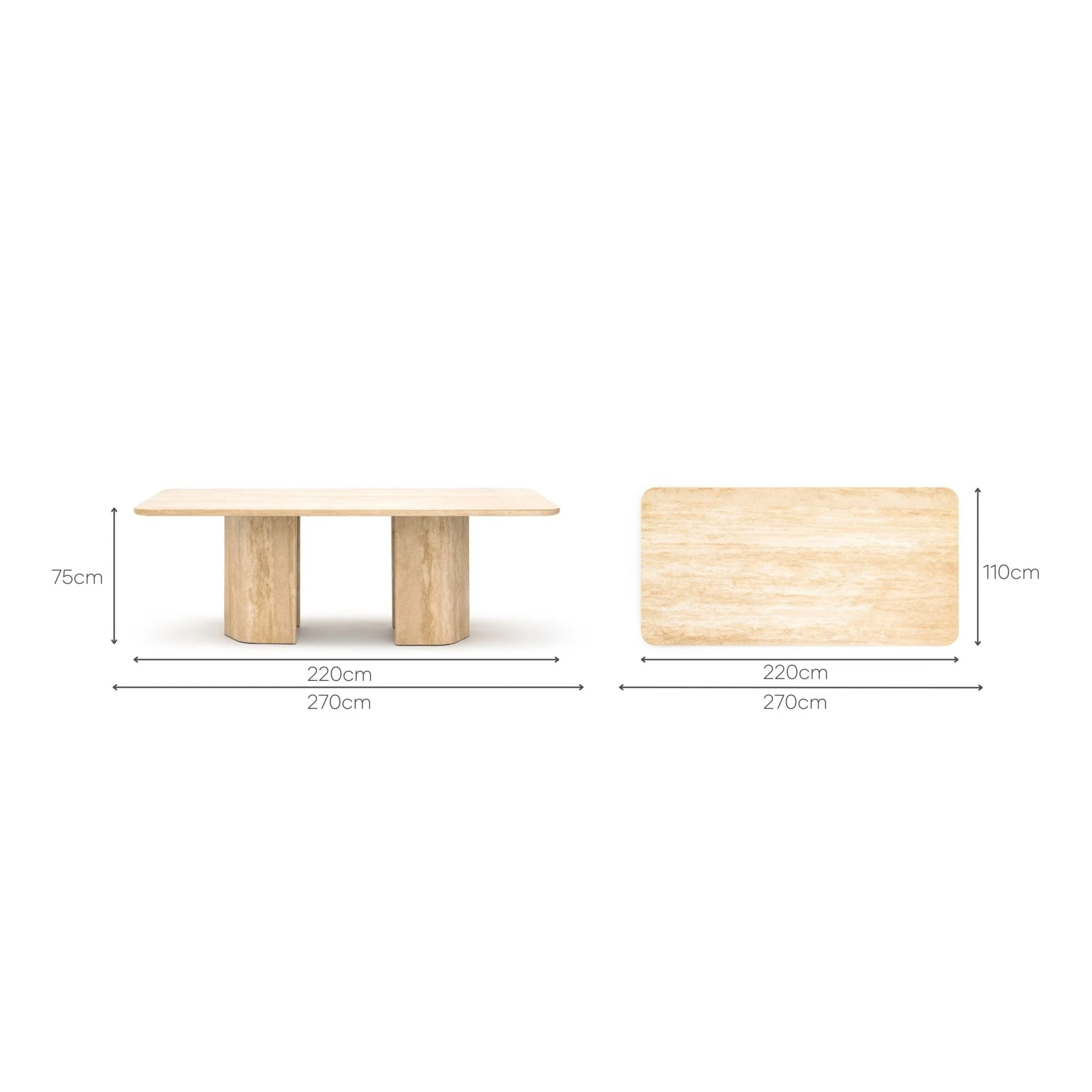 Dune Dining Table - Travertine - Image 12