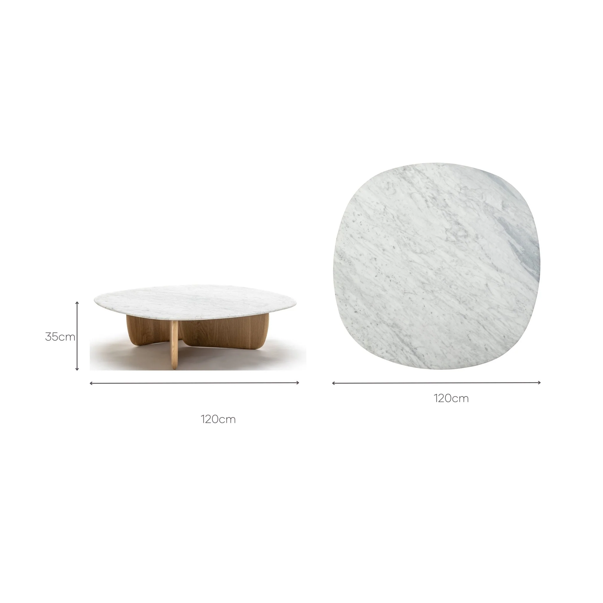 Eden Coffee Table 120 - Light Oak & Bianca Carrara - Image 5
