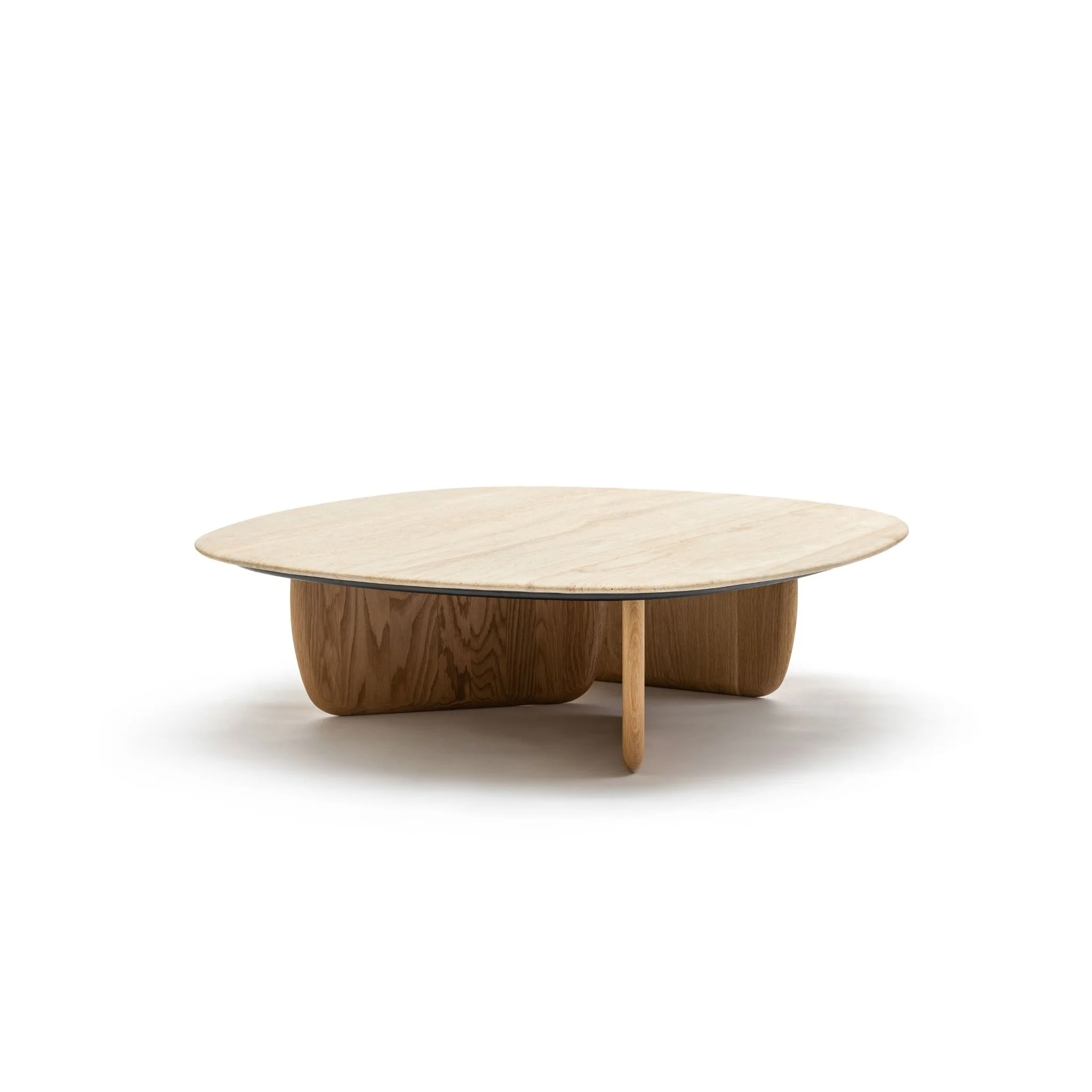 Eden Coffee Table 120 - Light Oak & Travertine