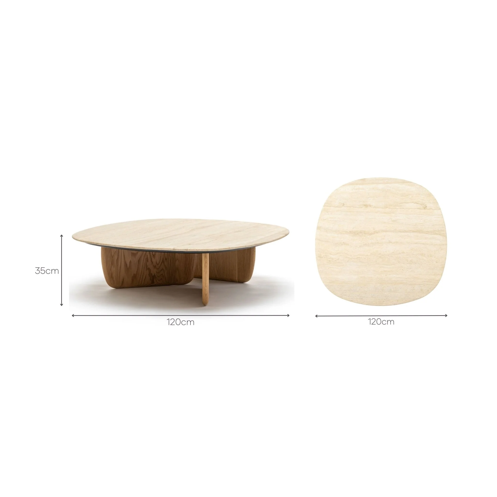 Eden Coffee Table 120 - Light Oak & Travertine - Image 5