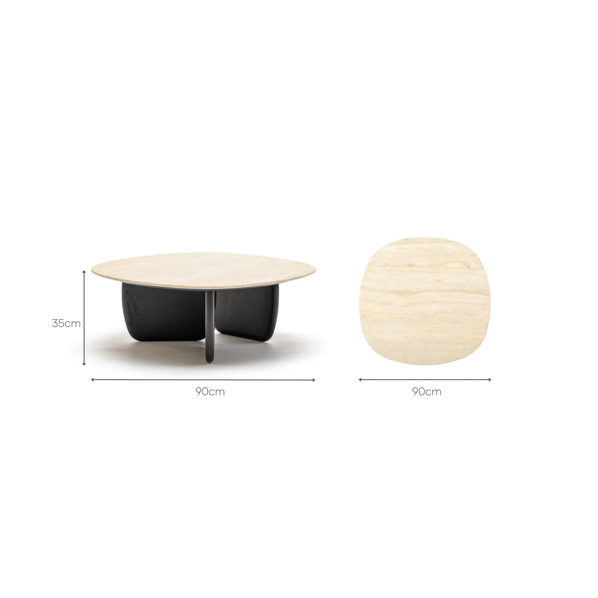 Eden Coffee Table 90 - Black Oak & Travertine - Image 8