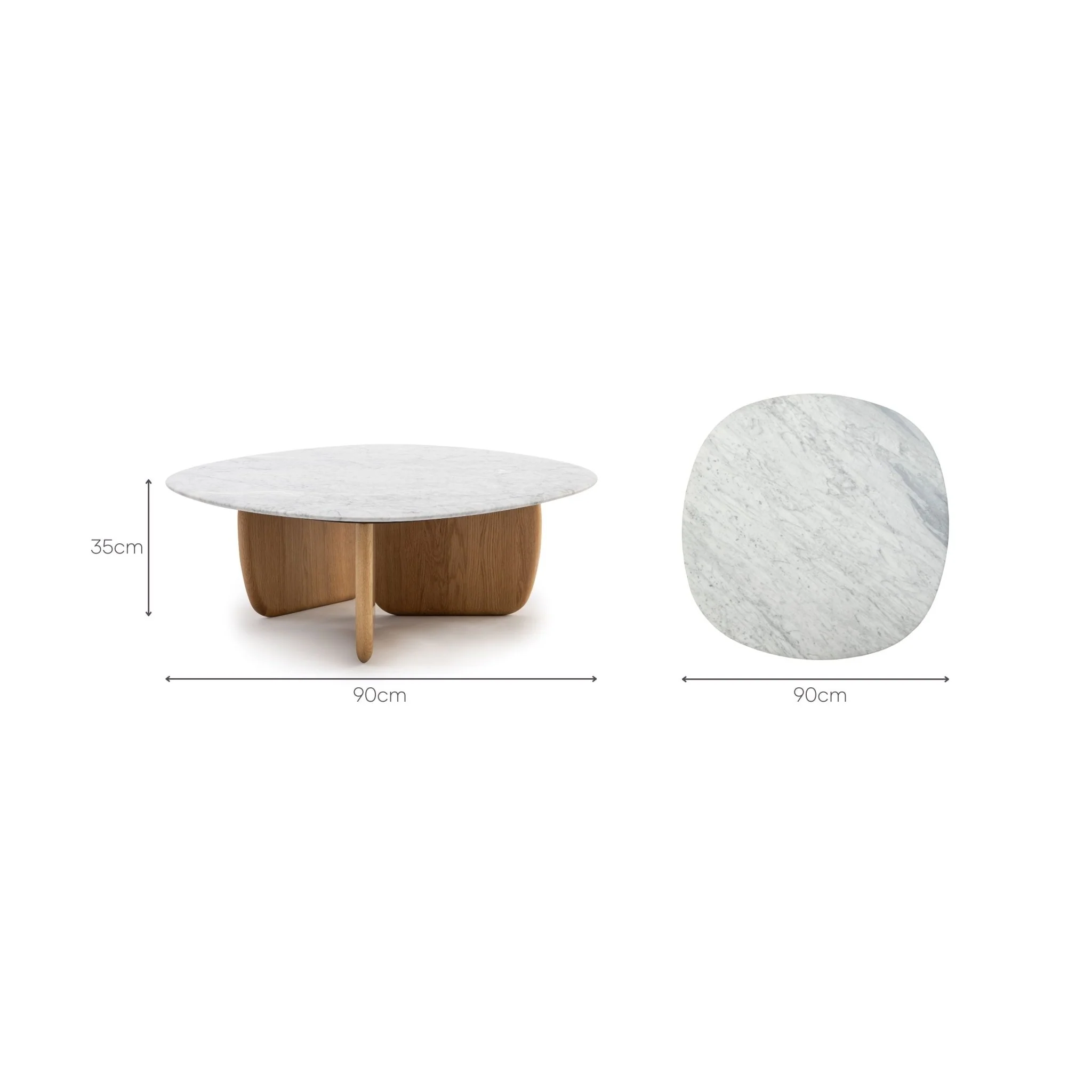 Eden Coffee Table 90 - Light Oak & Bianca Carrara - Image 6