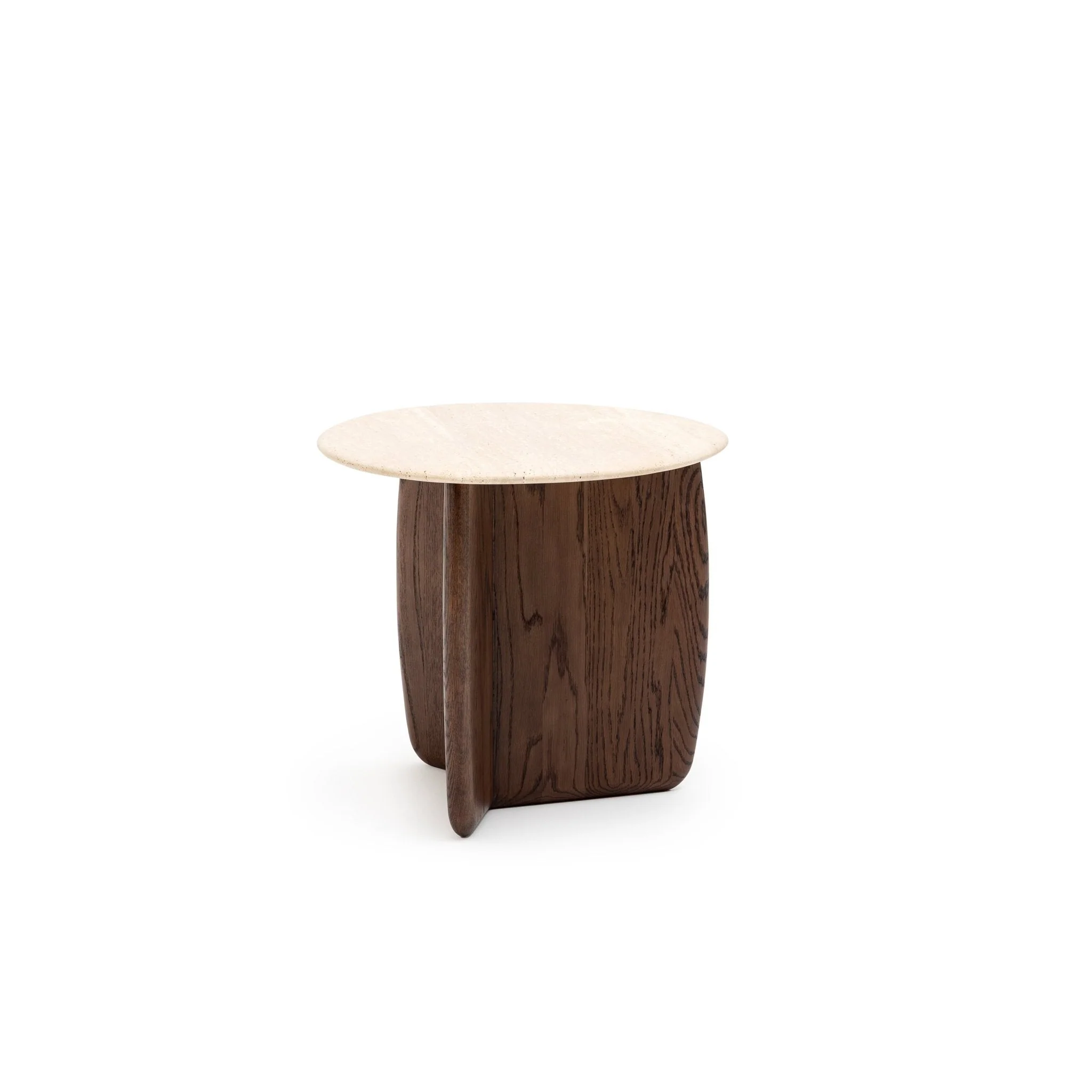 Eden Side Table - Espresso Oak & Travertine