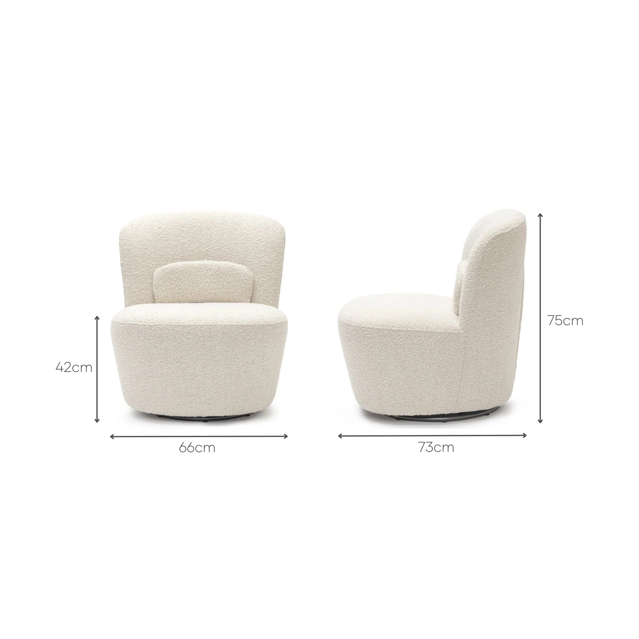 Erin Swivel Accent Chair - Ivory Bouclé - Image 6