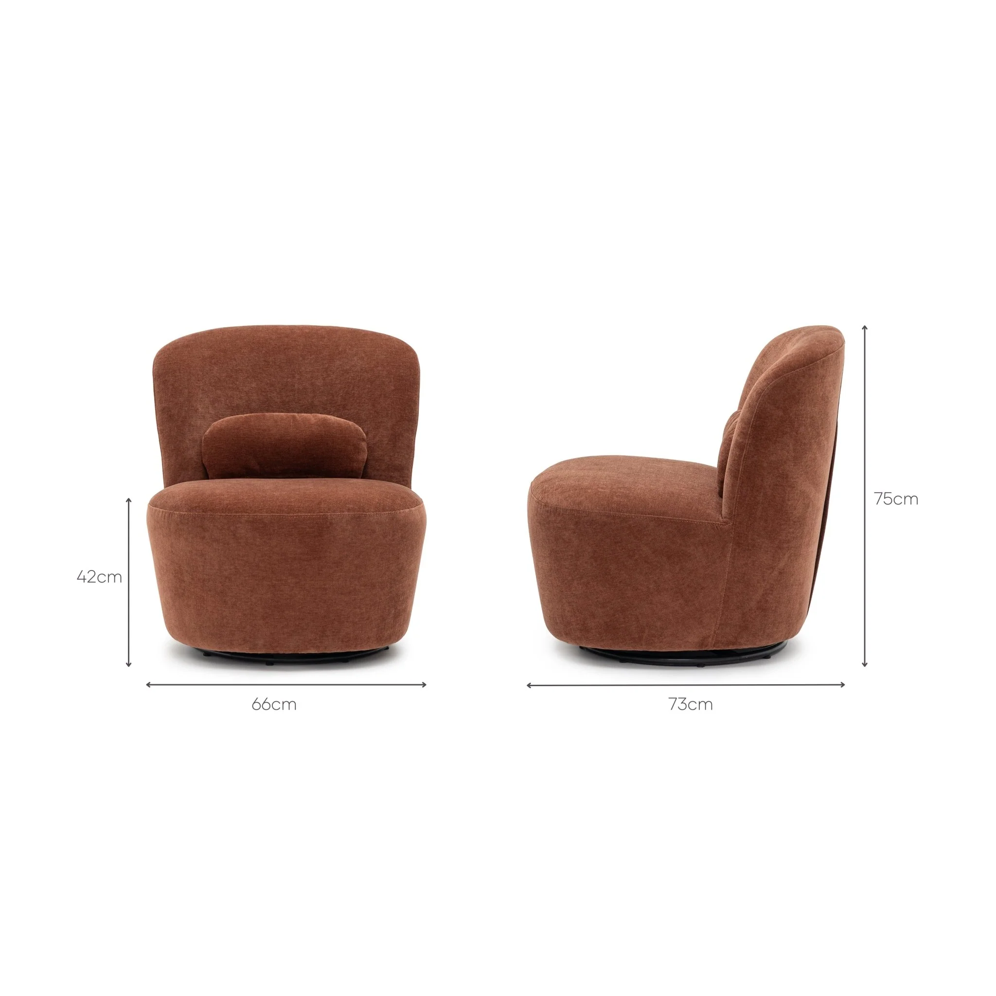 Erin Swivel Accent Chair - Rust Velvet - Image 14