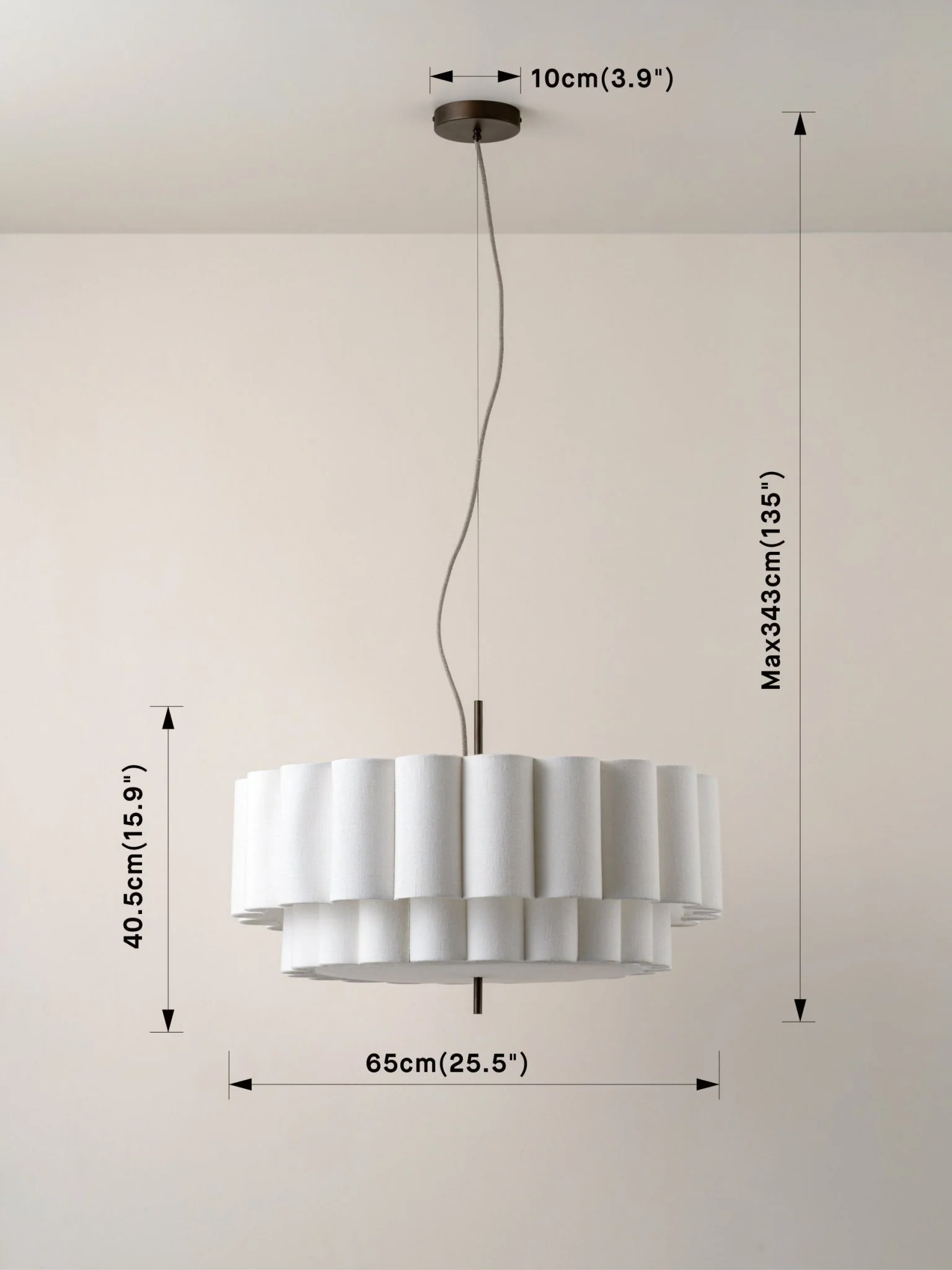 Folia - Large Scalloped Natural Linen Pendant - Image 5