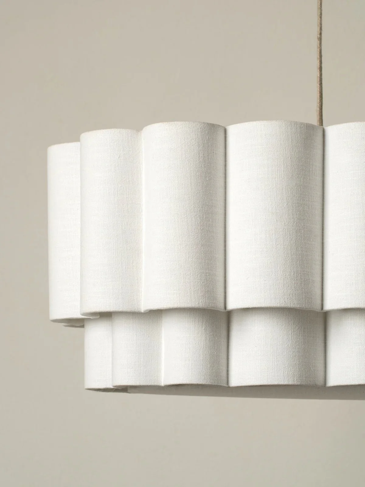 Folia - Oval Scalloped Natural Linen Pendant - Image 3