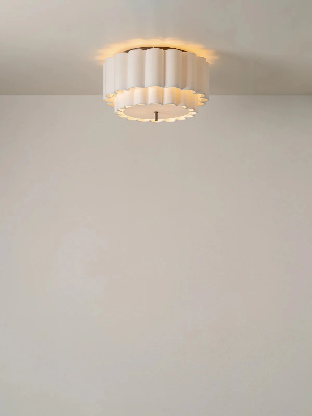 Folia - Scalloped Natural Linen Flush Pendant - Image 2