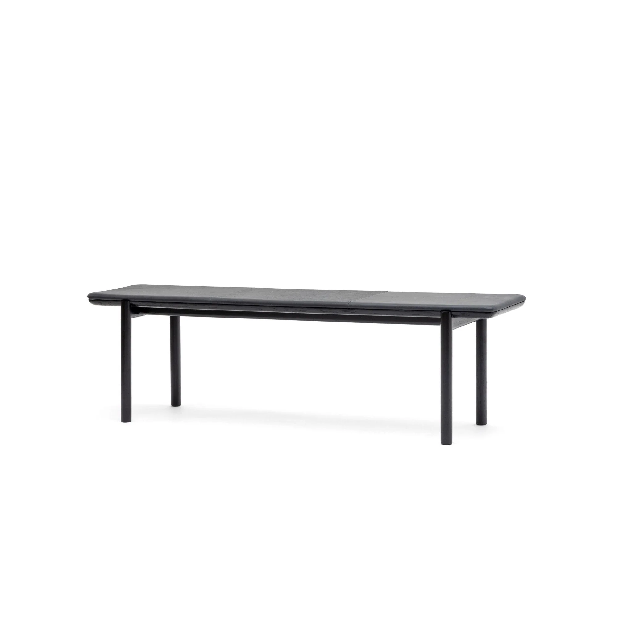 Folk Bench - Black Oak & Charcoal Leather