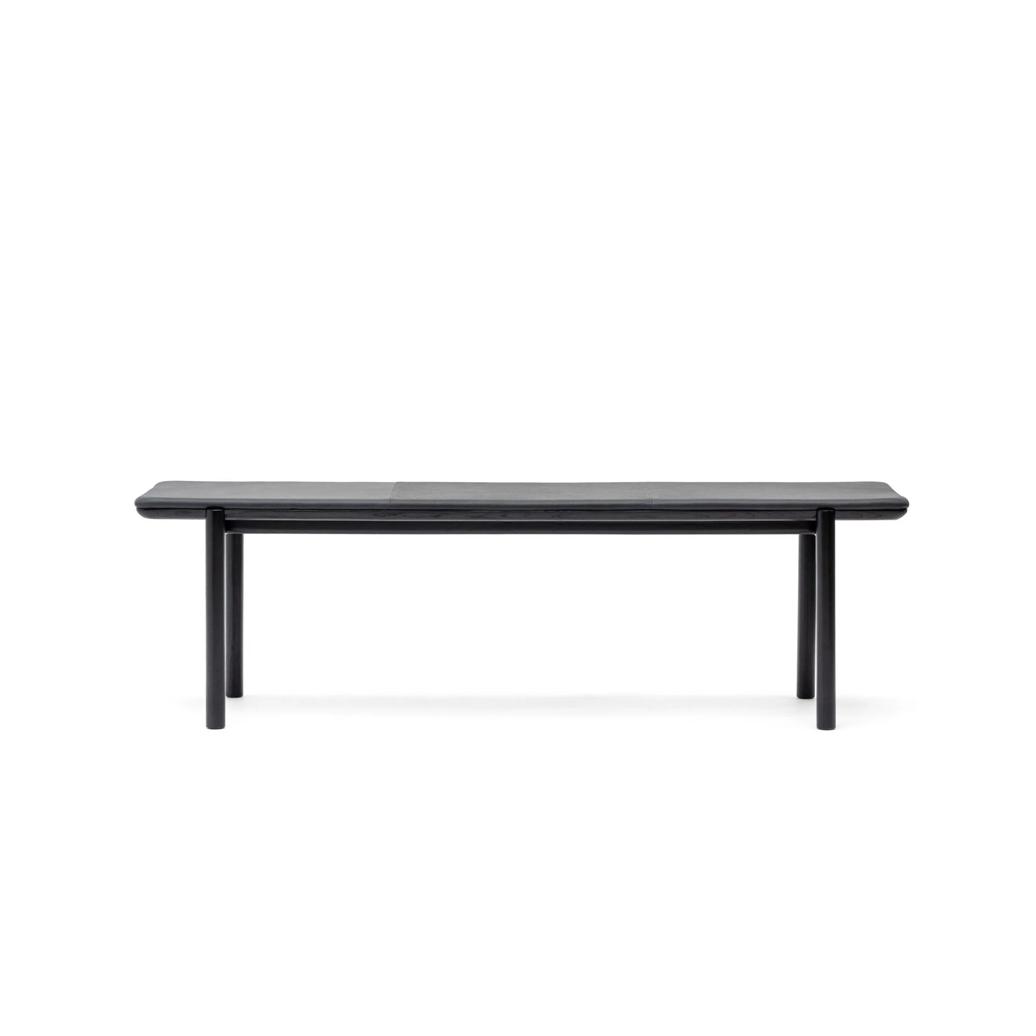 Folk Bench - Black Oak & Charcoal Leather - Image 2