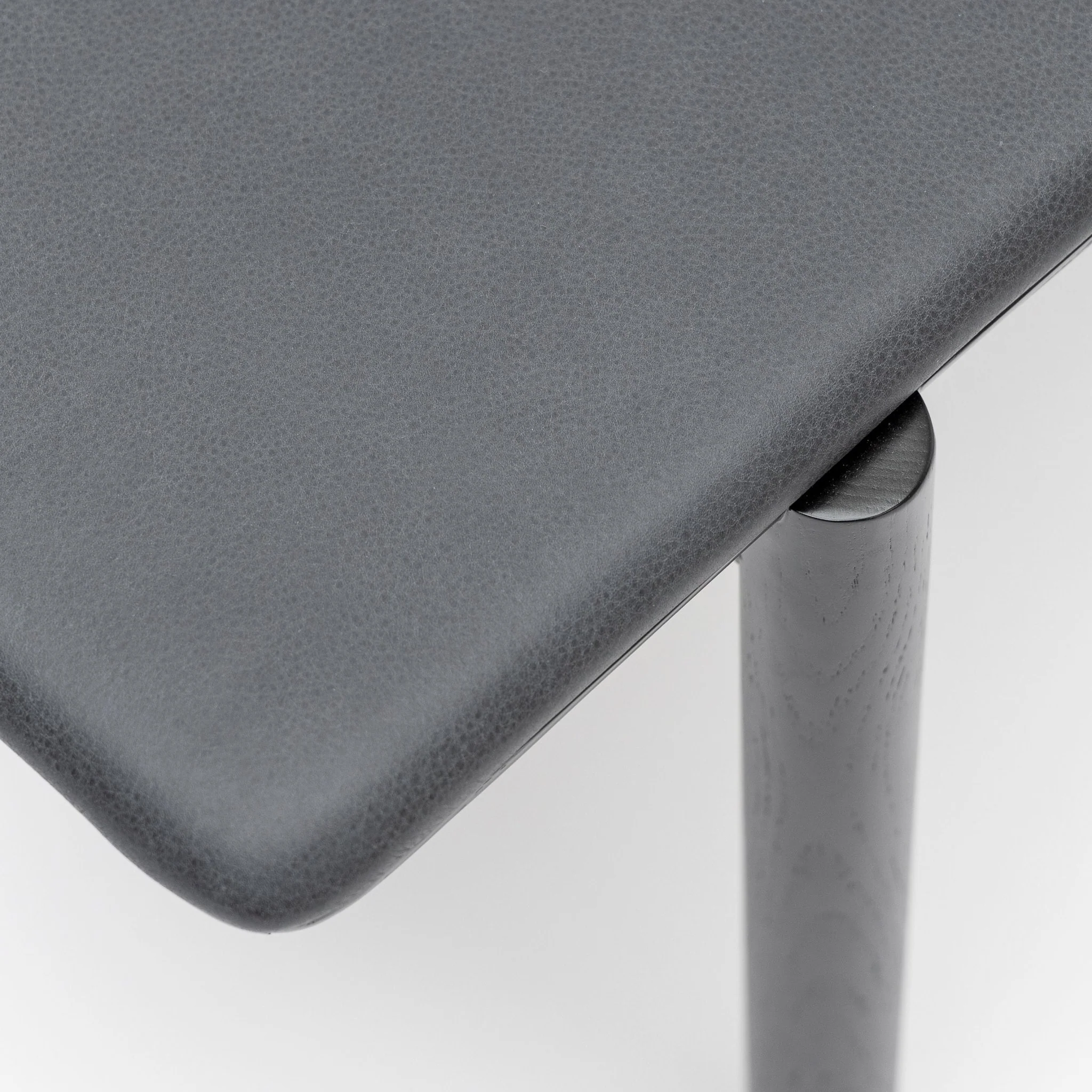 Folk Bench - Black Oak & Charcoal Leather - Image 4