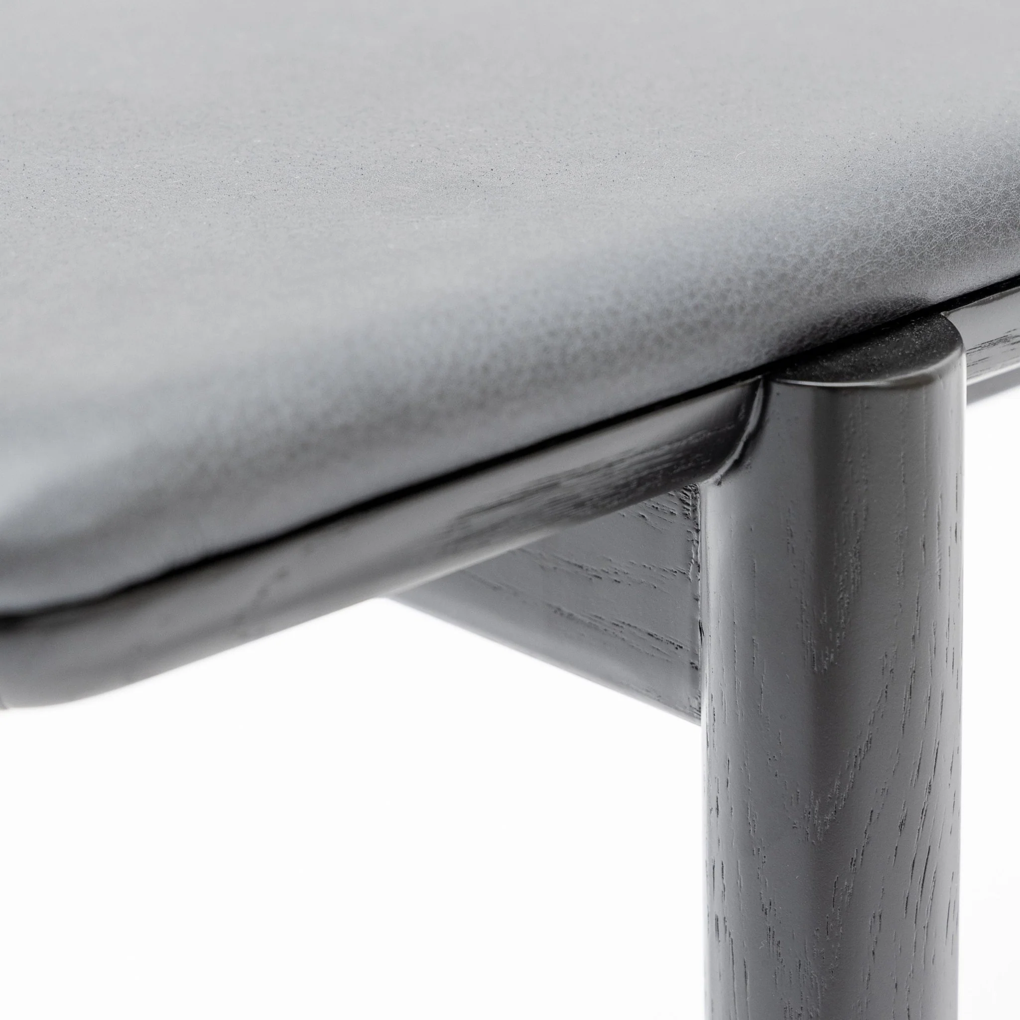 Folk Bench - Black Oak & Charcoal Leather - Image 5