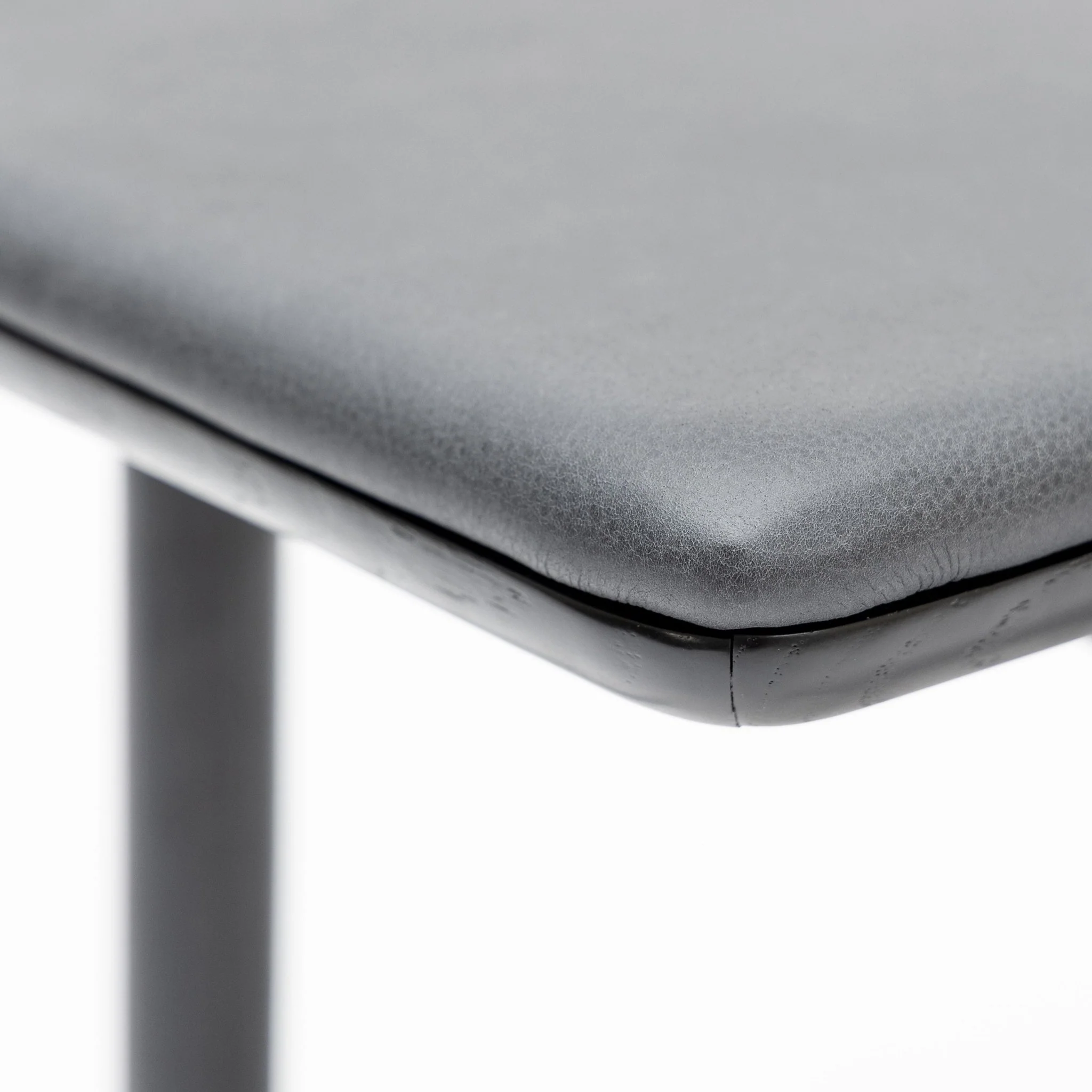 Folk Bench - Black Oak & Charcoal Leather - Image 6