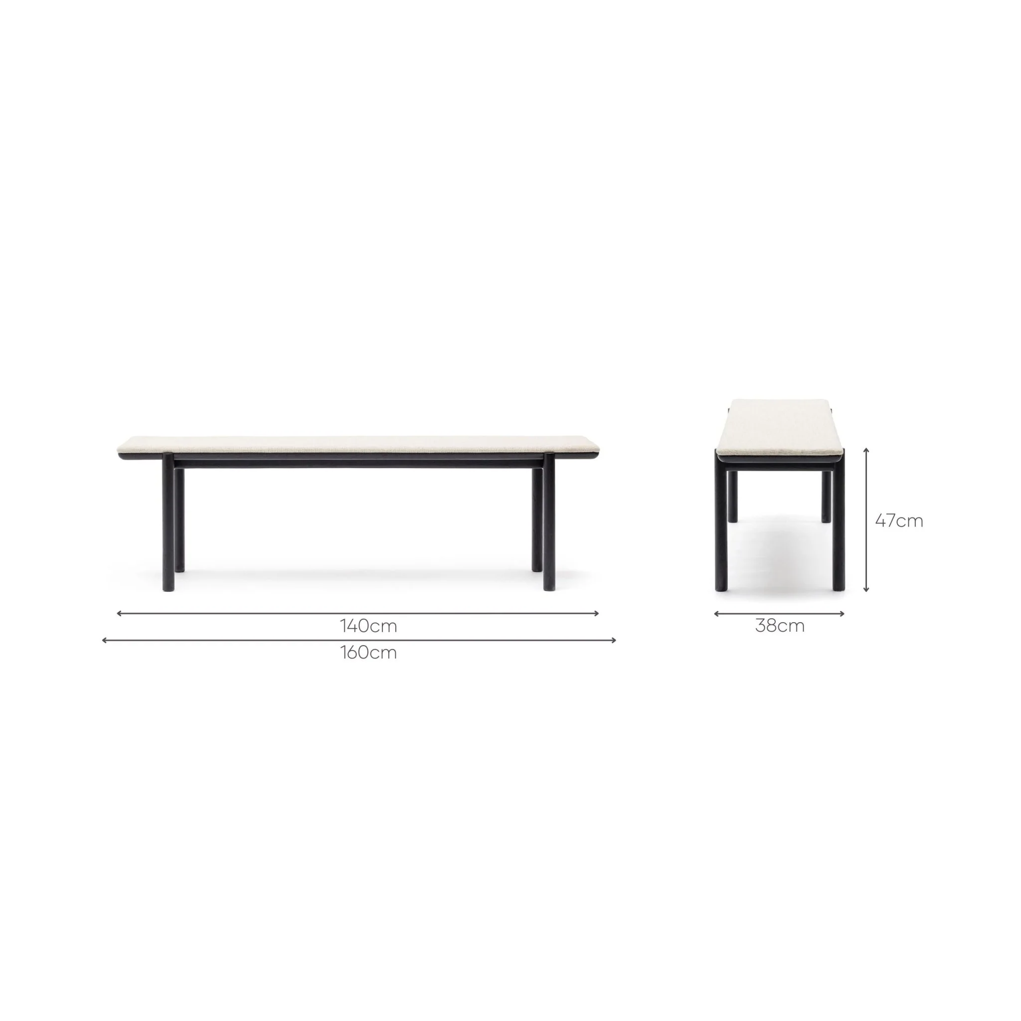 Folk Bench - Black Oak & Oatmeal - Image 7