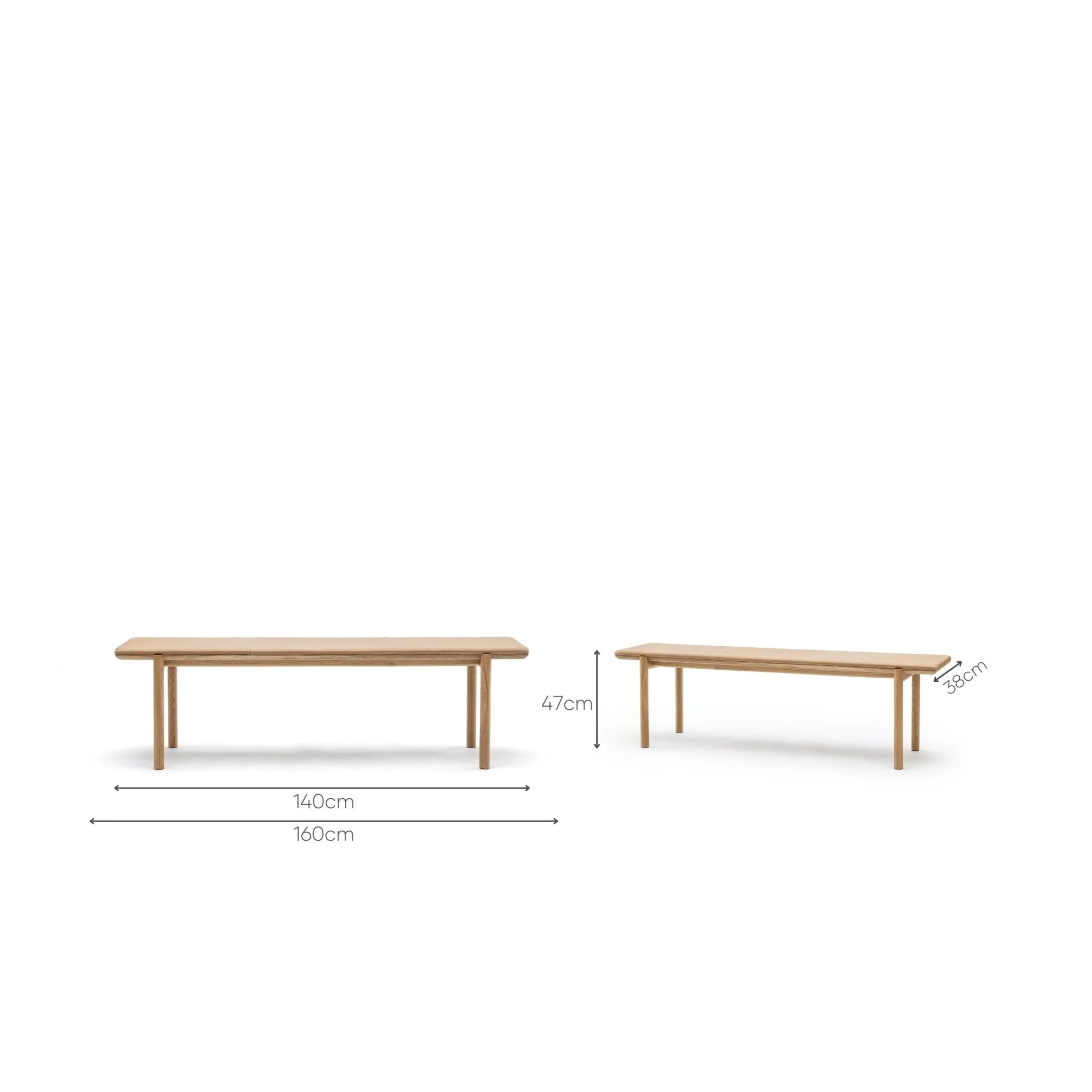 Folk Bench - Light Oak & Canyon Leather - Image 6