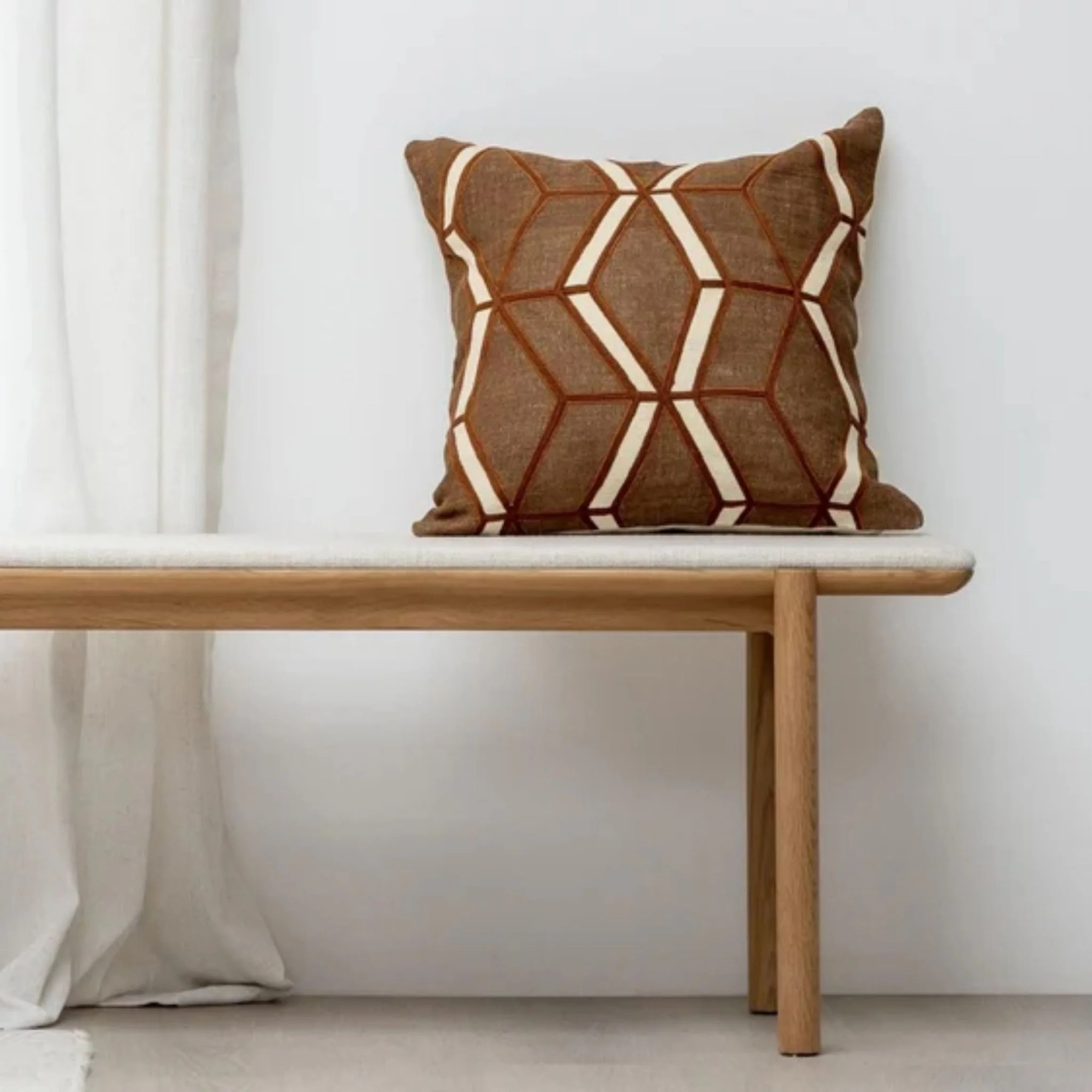 Folk Bench - Light Oak & Oatmeal - Image 3